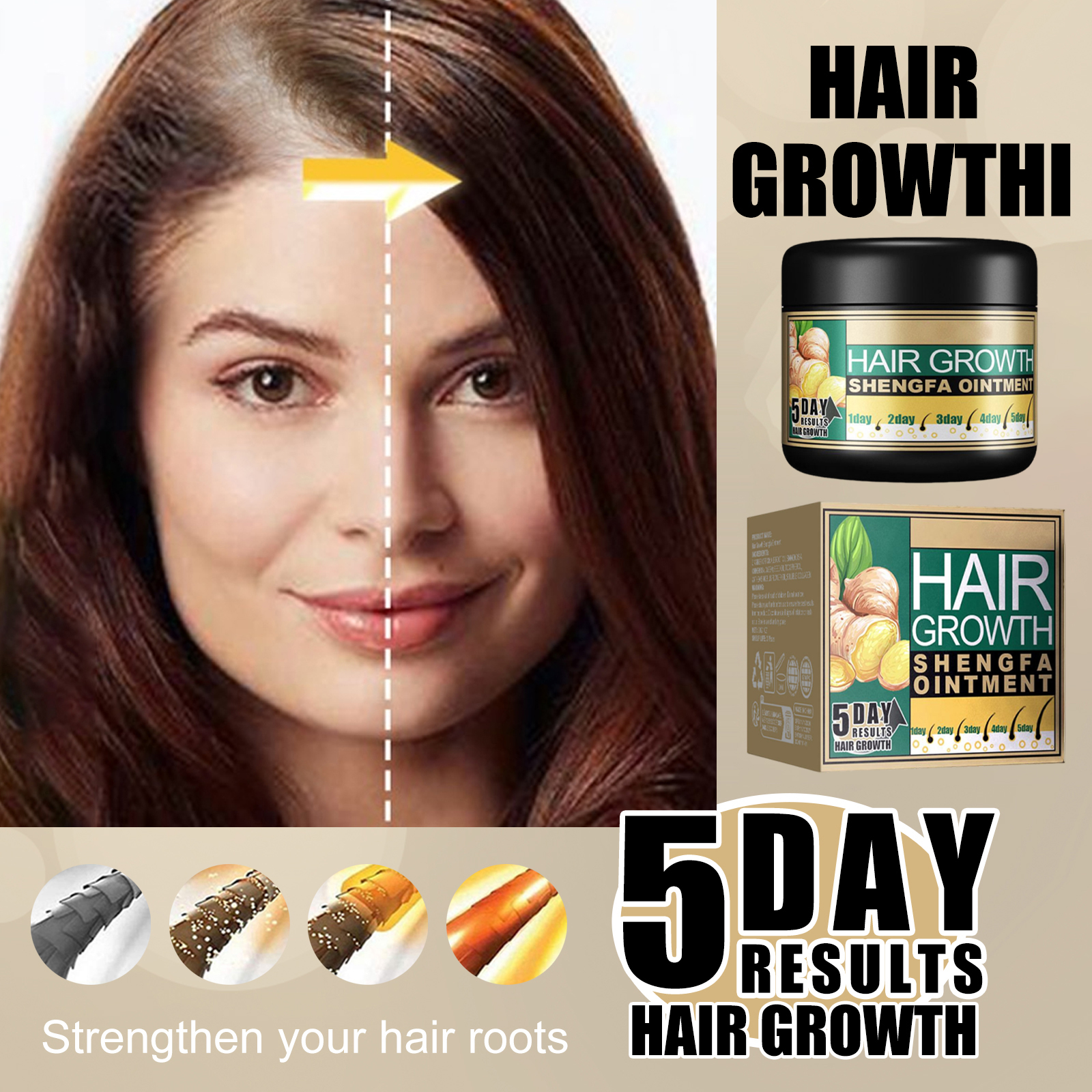 Ginger Hair Cream Nourish Dry Frizzy Hair Nutritious Soft Shiny Smooth Scalp Massage Care Ointment