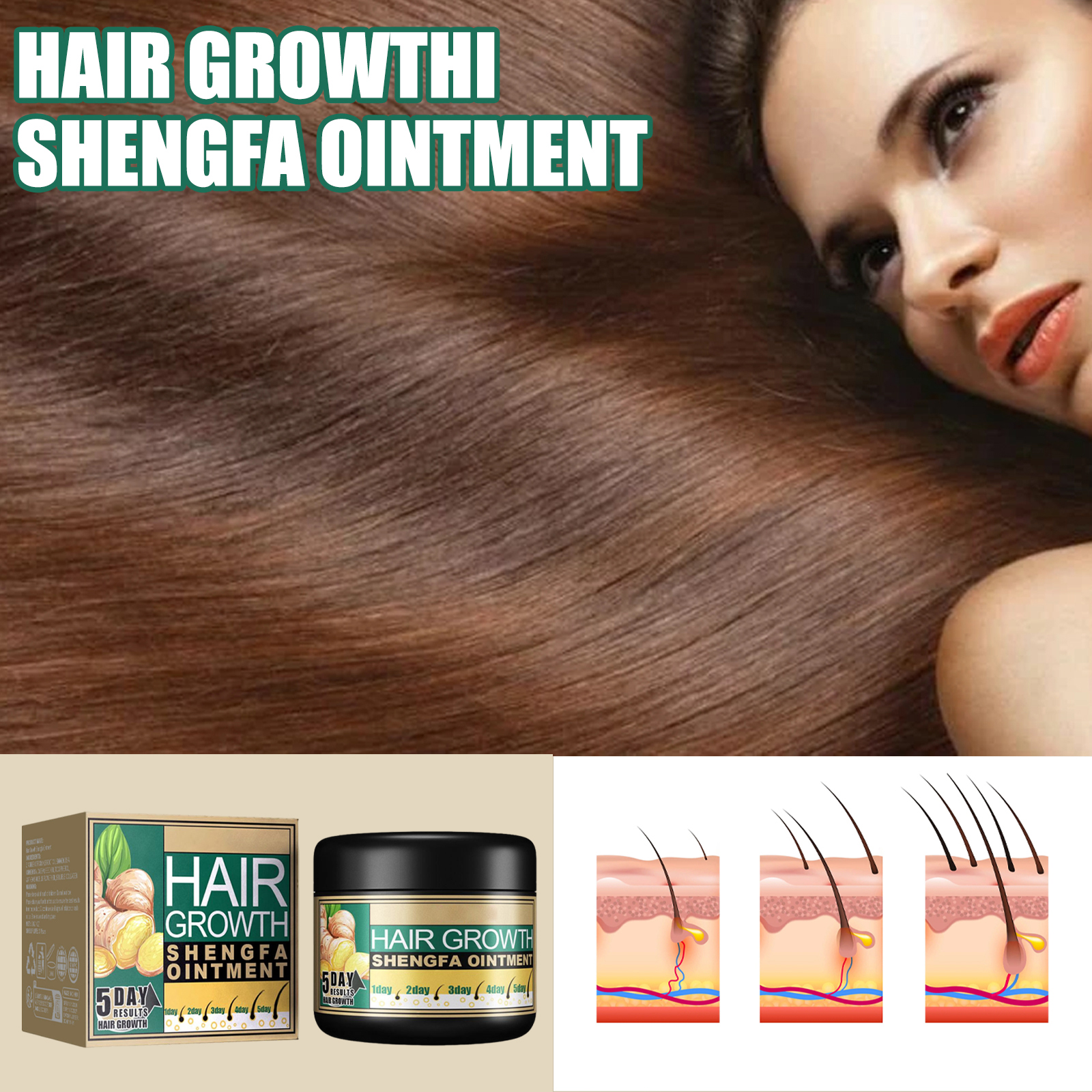 Ginger Hair Cream Nourish Dry Frizzy Hair Nutritious Soft Shiny Smooth Scalp Massage Care Ointment