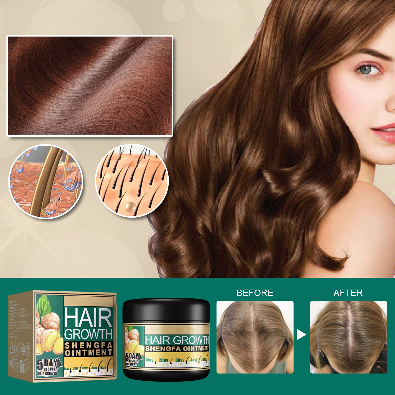 Ginger Hair Cream Nourish Dry Frizzy Hair Nutritious Soft Shiny Smooth Scalp Massage Care Ointment