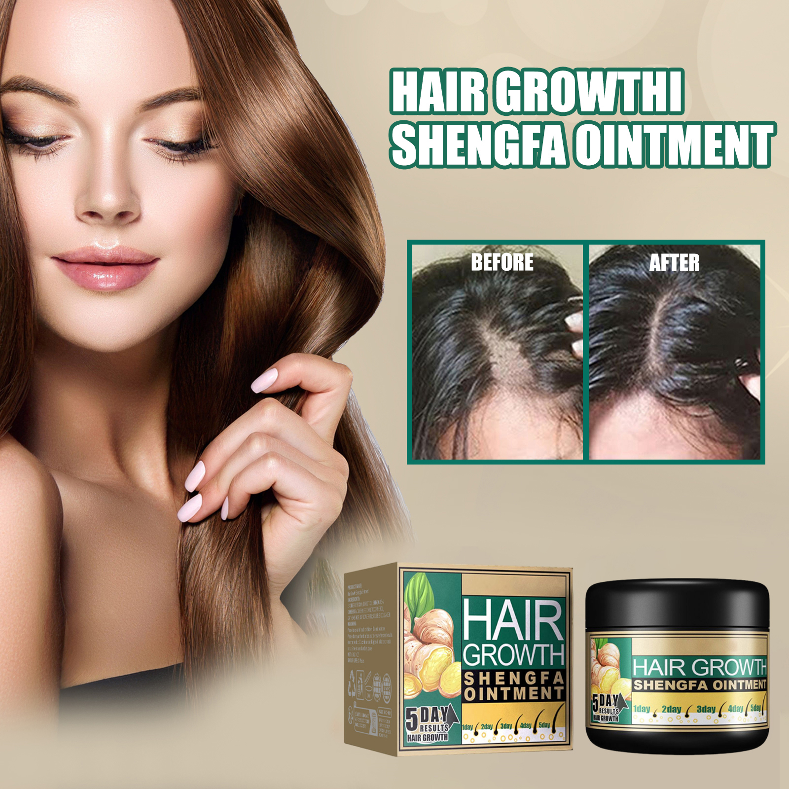 Ginger Hair Cream Nourish Dry Frizzy Hair Nutritious Soft Shiny Smooth Scalp Massage Care Ointment