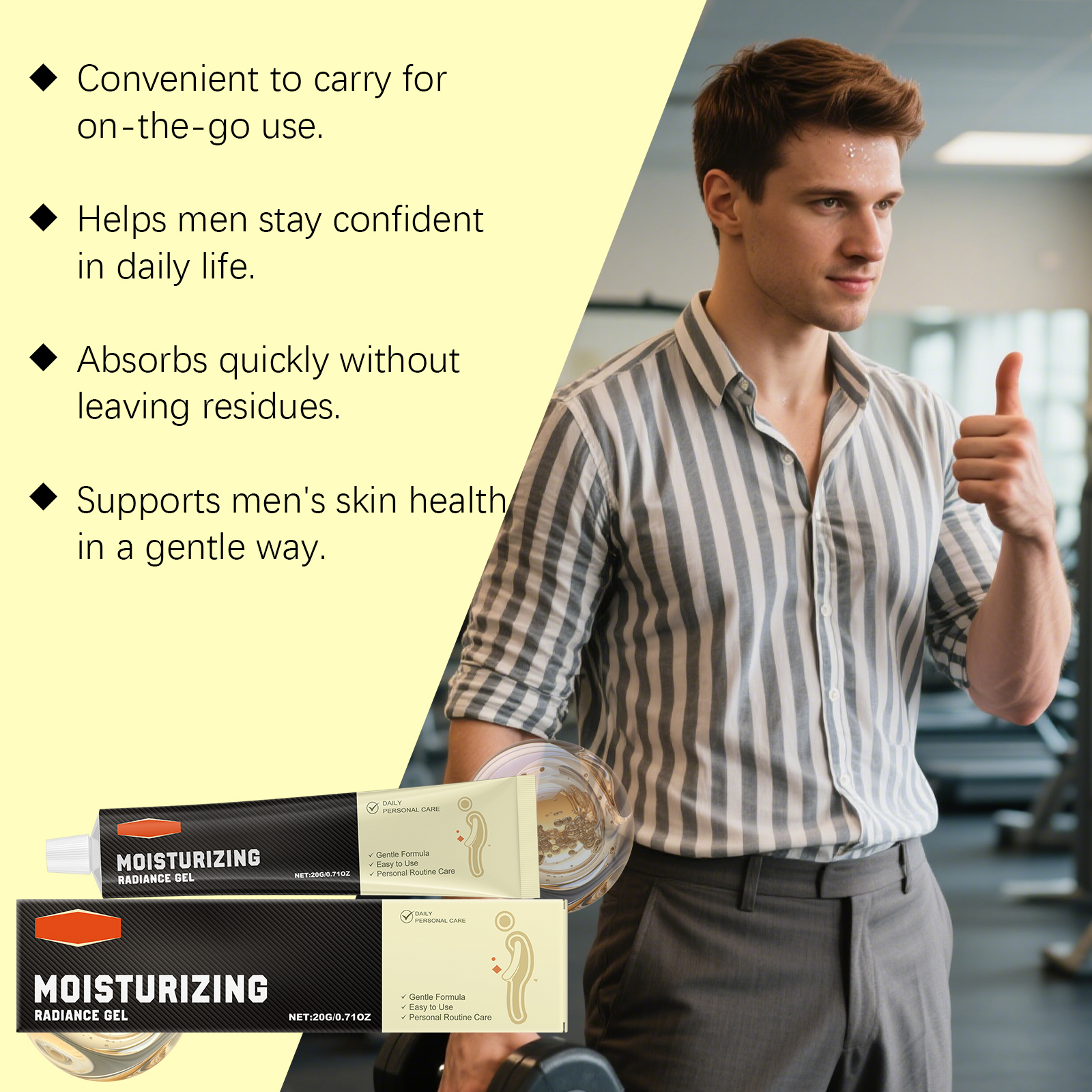 Male Skin Care Gel Mild Soft Fresh Hydrating Moisturizing Body Massage Daily Gentle Treatment