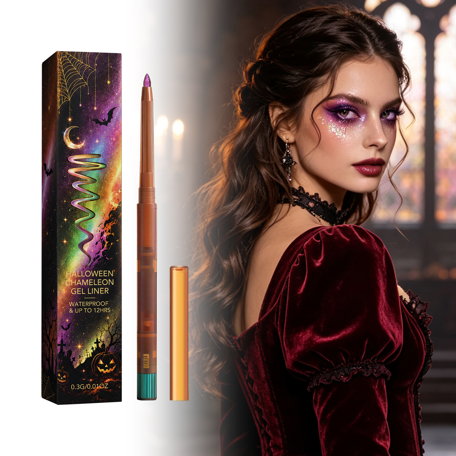(01) Halloween Color Shifting Eyeliner Pen Rich Pigment Bright Glam Festival Eye Makeup Decoration