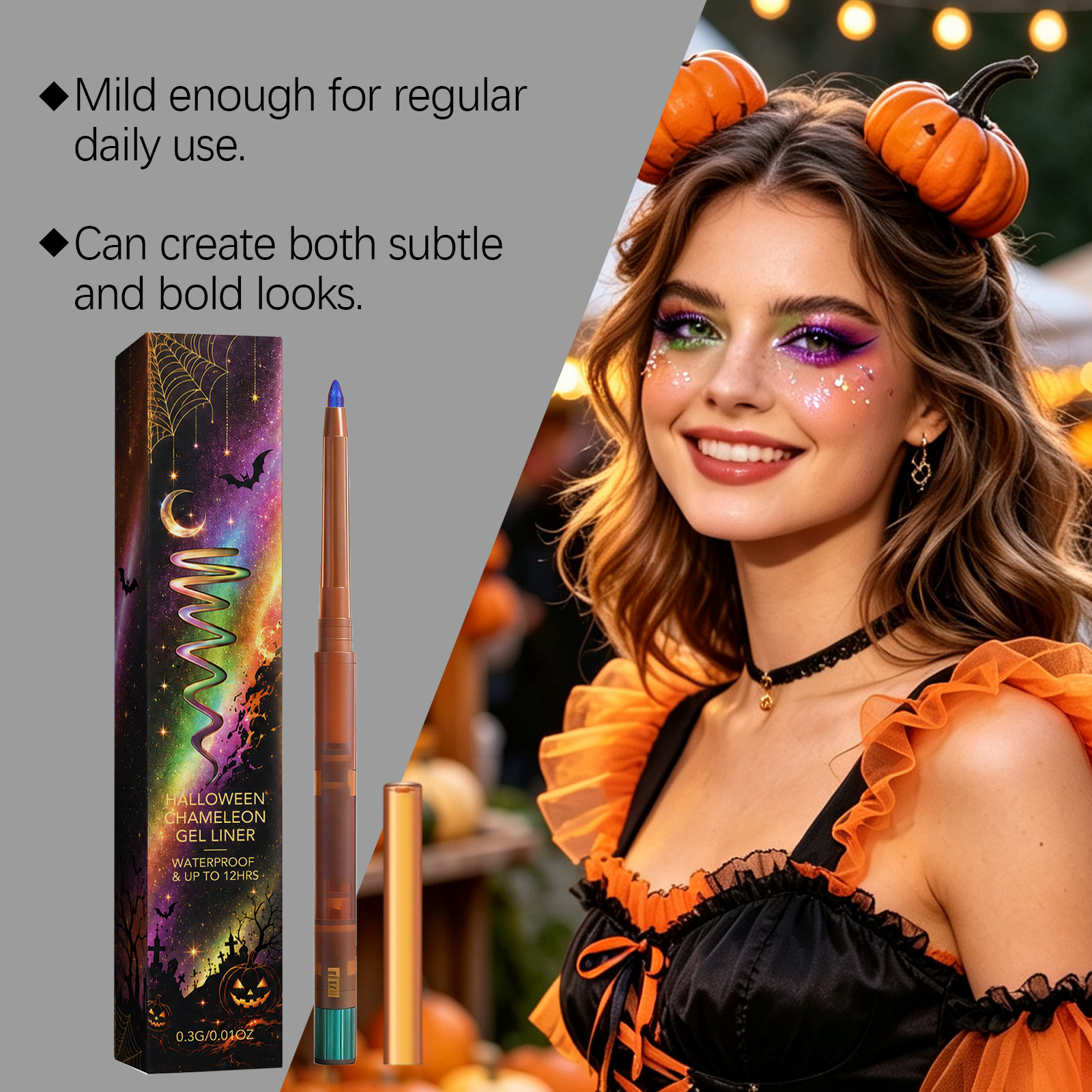(01) Halloween Color Shifting Eyeliner Pen Rich Pigment Bright Glam Festival Eye Makeup Decoration