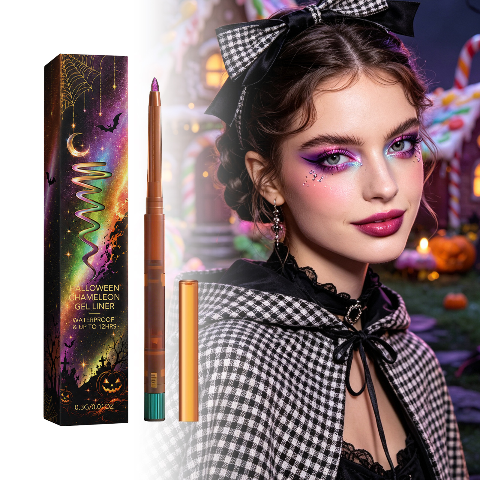 (01) Halloween Color Shifting Eyeliner Pen Rich Pigment Bright Glam Festival Eye Makeup Decoration