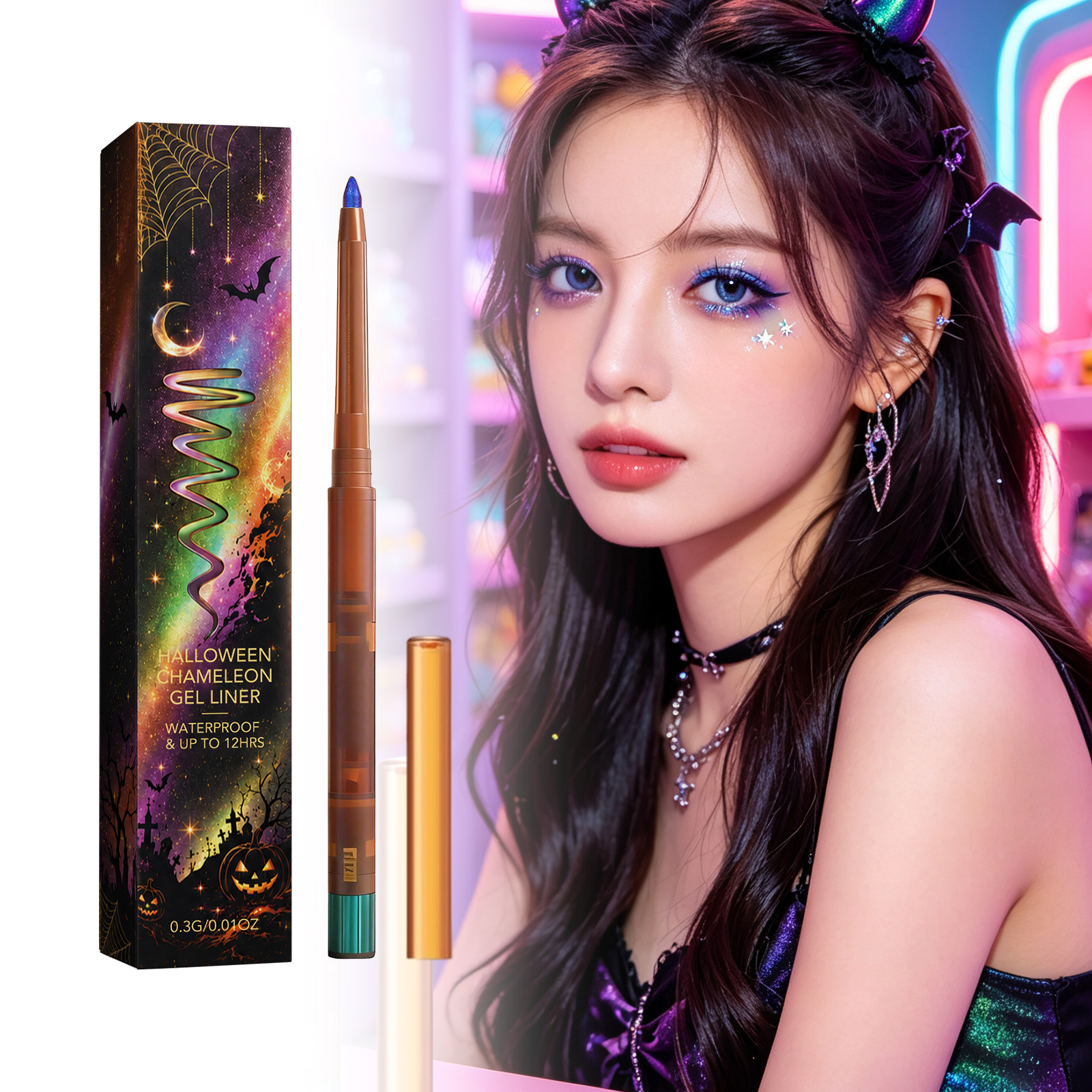 (01) Halloween Color Shifting Eyeliner Pen Rich Pigment Bright Glam Festival Eye Makeup Decoration