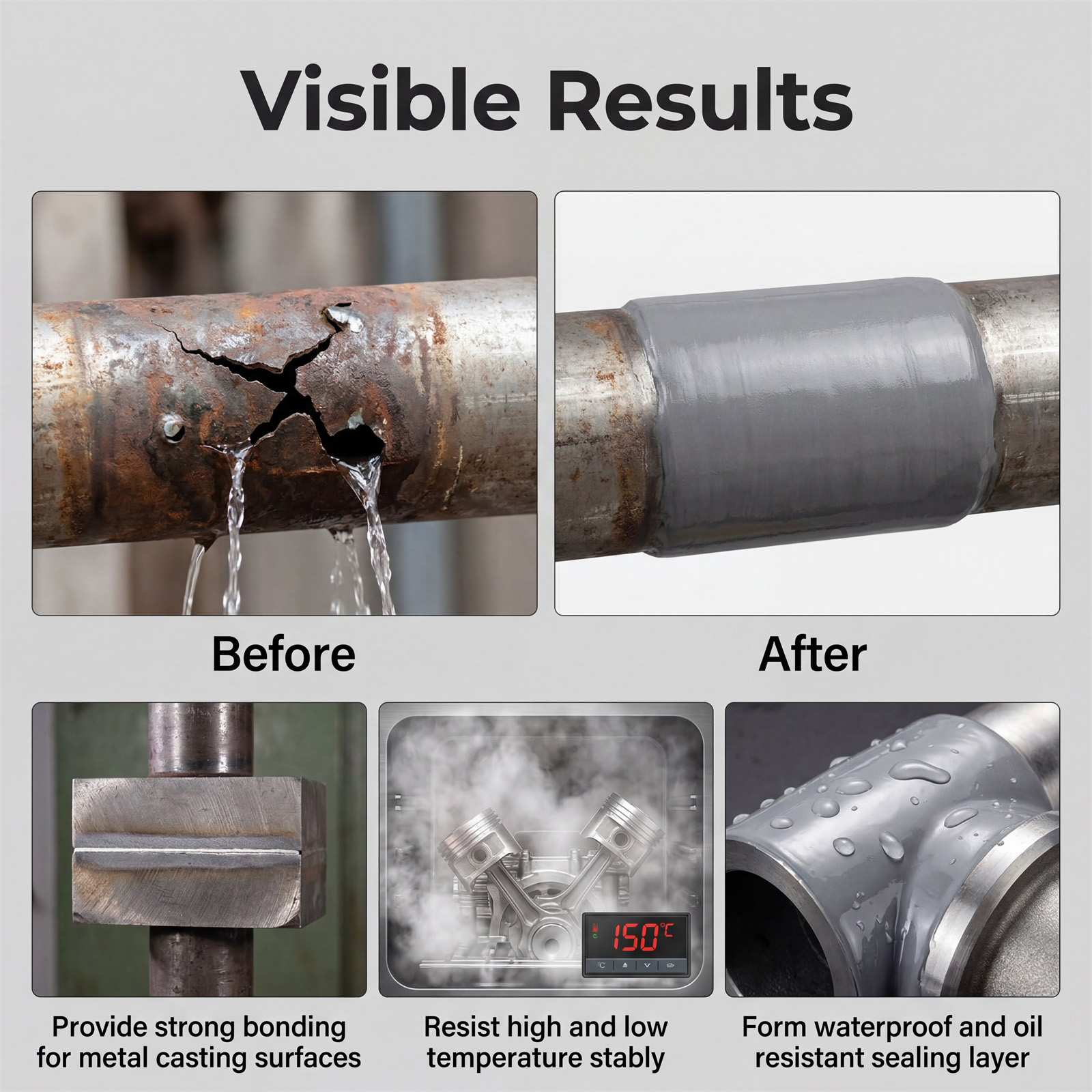 Metal Glue Double Component Long Lasting Solid Curing Strong Bonding Matching Tools Multi Material Adhesion