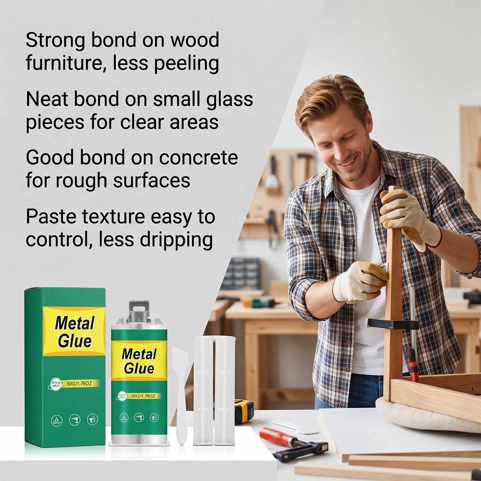 Metal Glue Double Component Long Lasting Solid Curing Strong Bonding Matching Tools Multi Material Adhesion