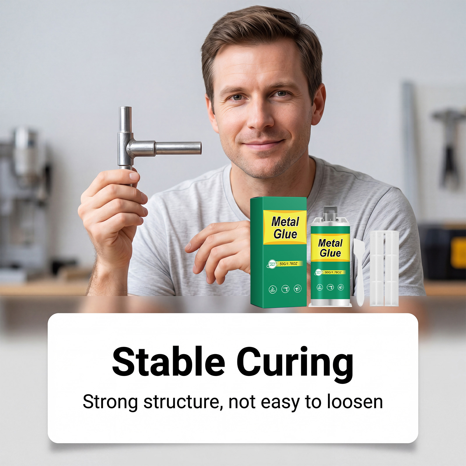 Metal Glue Double Component Long Lasting Solid Curing Strong Bonding Matching Tools Multi Material Adhesion