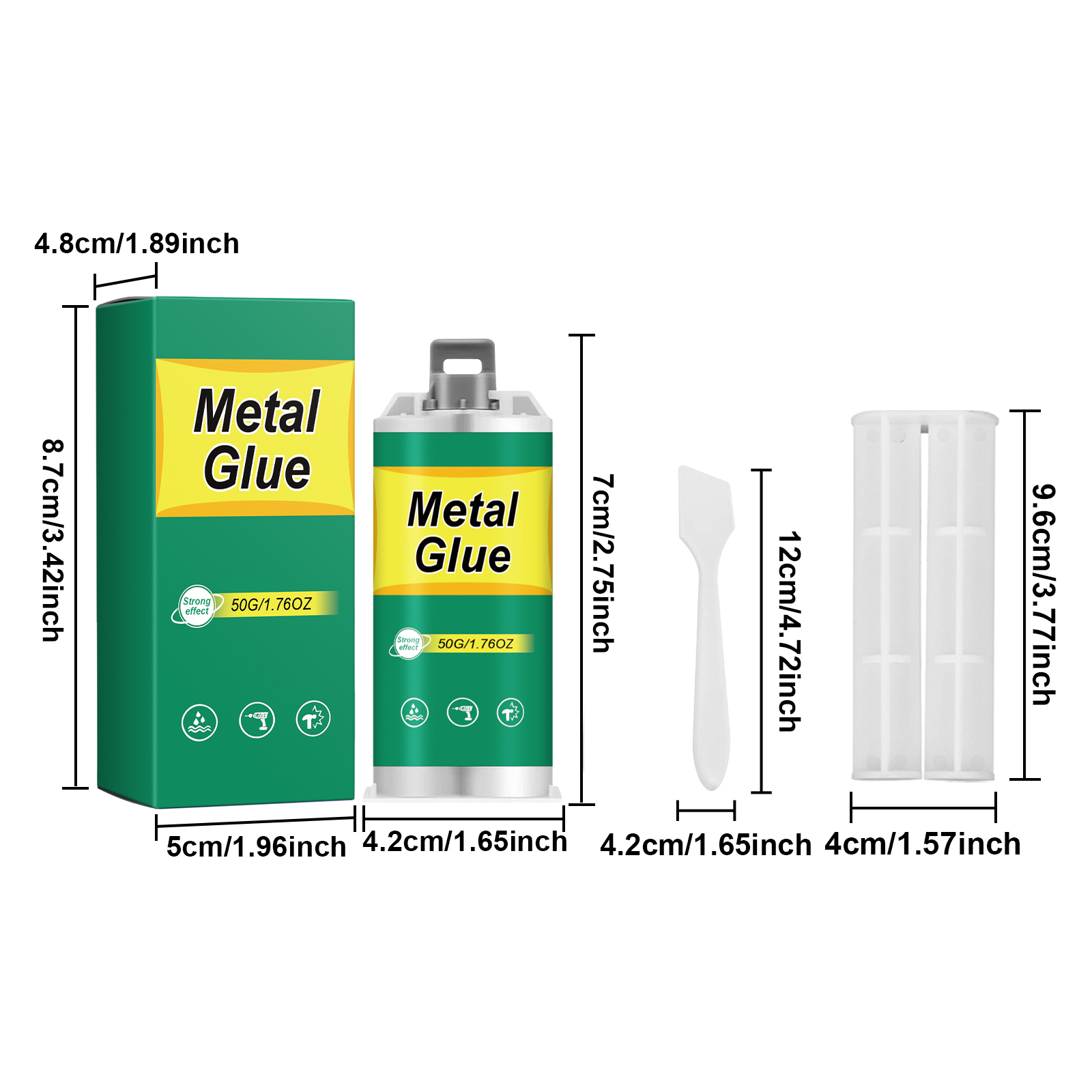 Metal Glue Double Component Long Lasting Solid Curing Strong Bonding Matching Tools Multi Material Adhesion