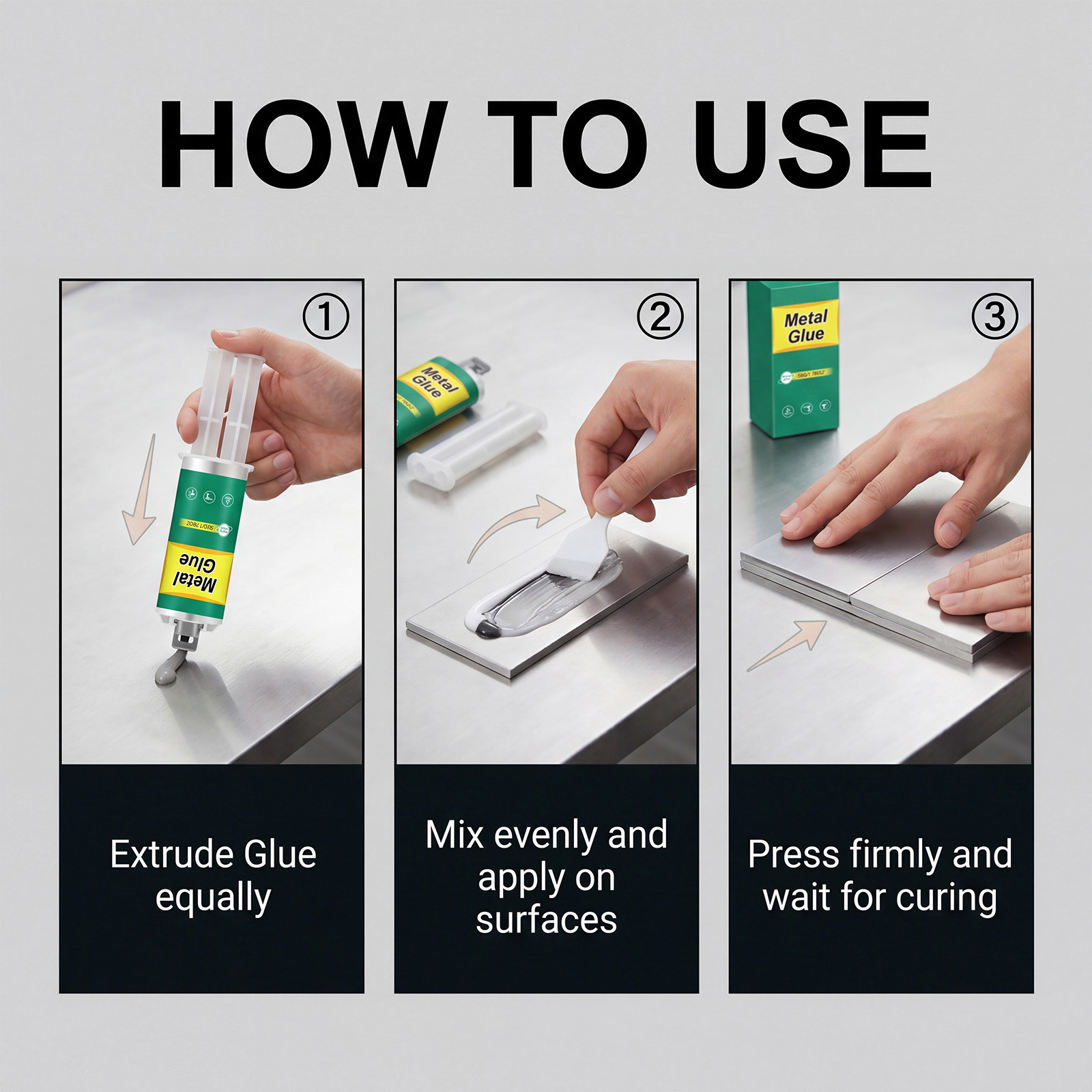 Metal Glue Double Component Long Lasting Solid Curing Strong Bonding Matching Tools Multi Material Adhesion