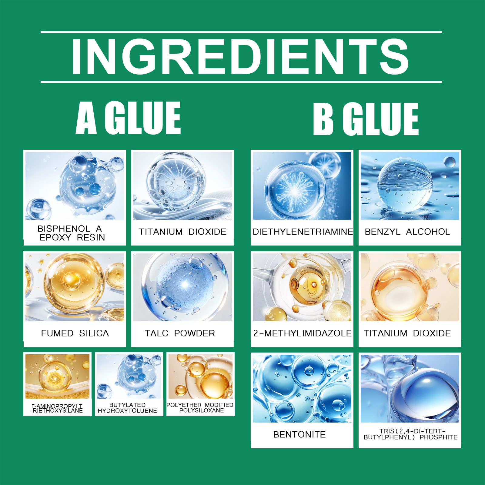 Metal Glue Double Component Long Lasting Solid Curing Strong Bonding Matching Tools Multi Material Adhesion