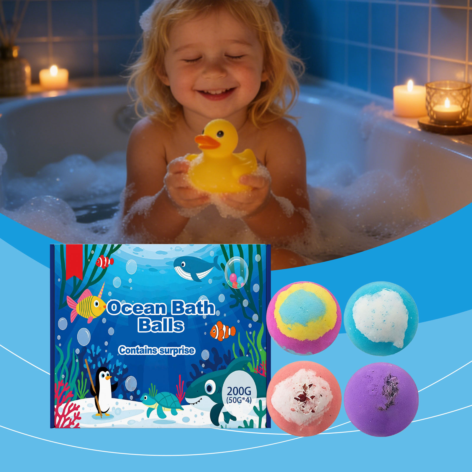Ocean Bath Ball Mild Care Moisturizing Delicate Rich Foam Body Skin Daily Shower Clean Care