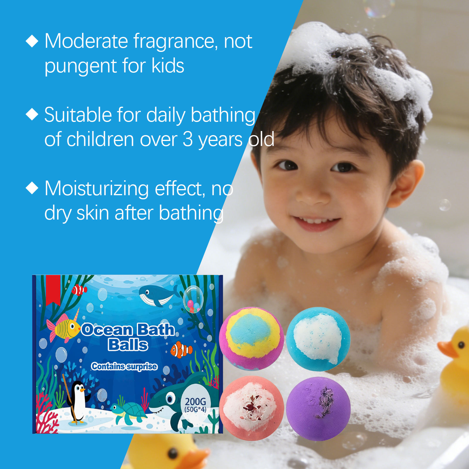 Ocean Bath Ball Mild Care Moisturizing Delicate Rich Foam Body Skin Daily Shower Clean Care