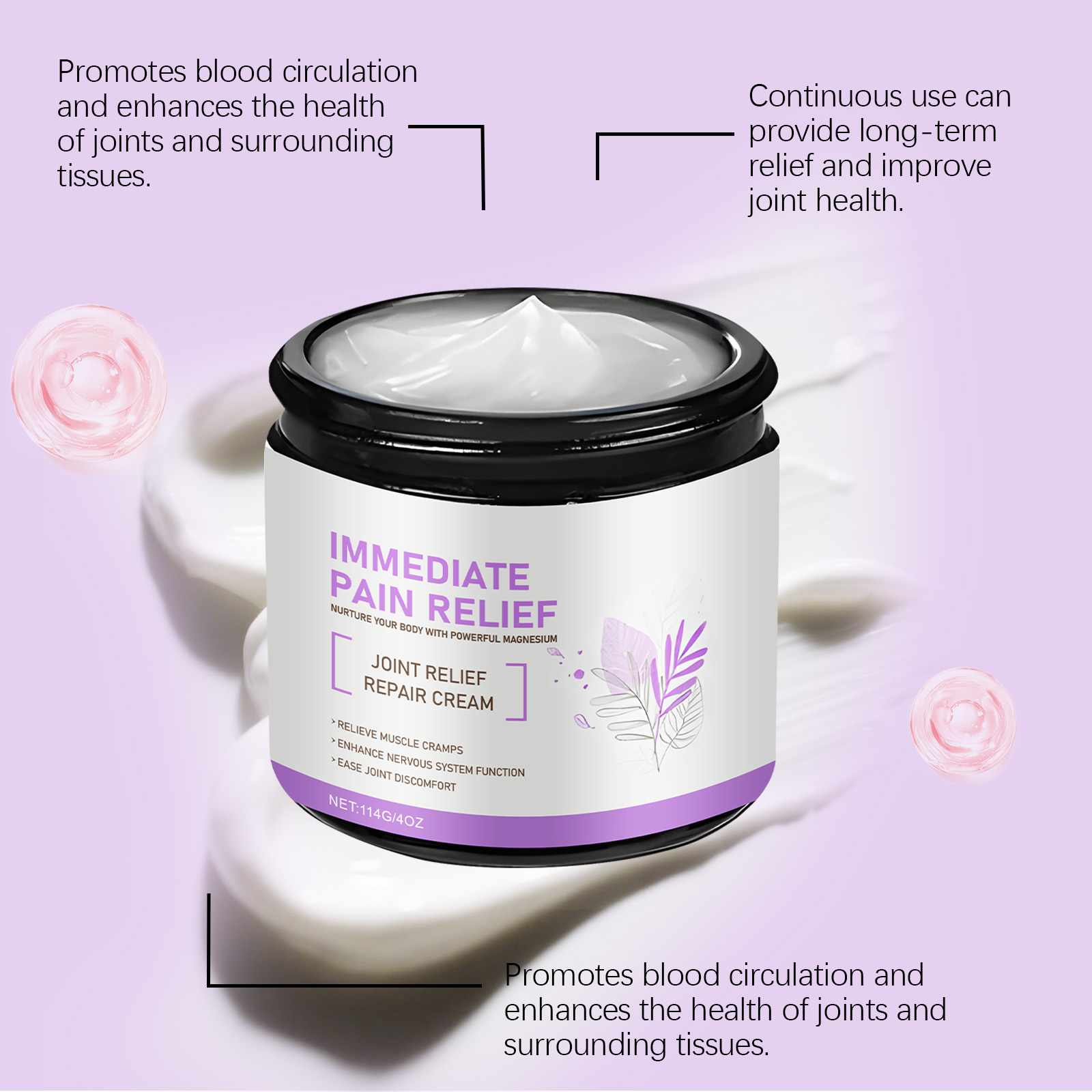 Magnesium Cream Mild Moisturizing Daily Massage Caring Comfortable Nourishing Knee Leg Joint Care