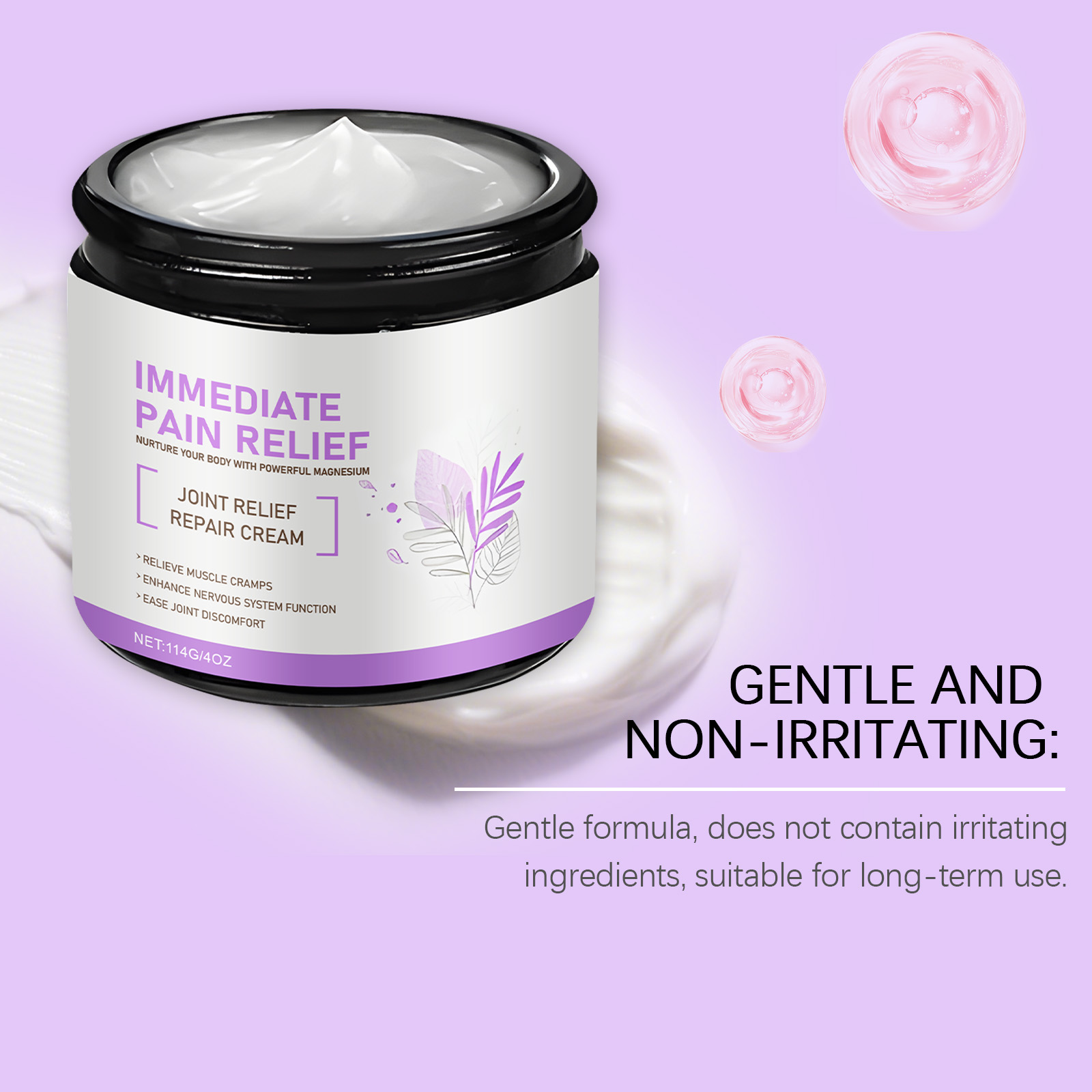 Magnesium Cream Mild Moisturizing Daily Massage Caring Comfortable Nourishing Knee Leg Joint Care