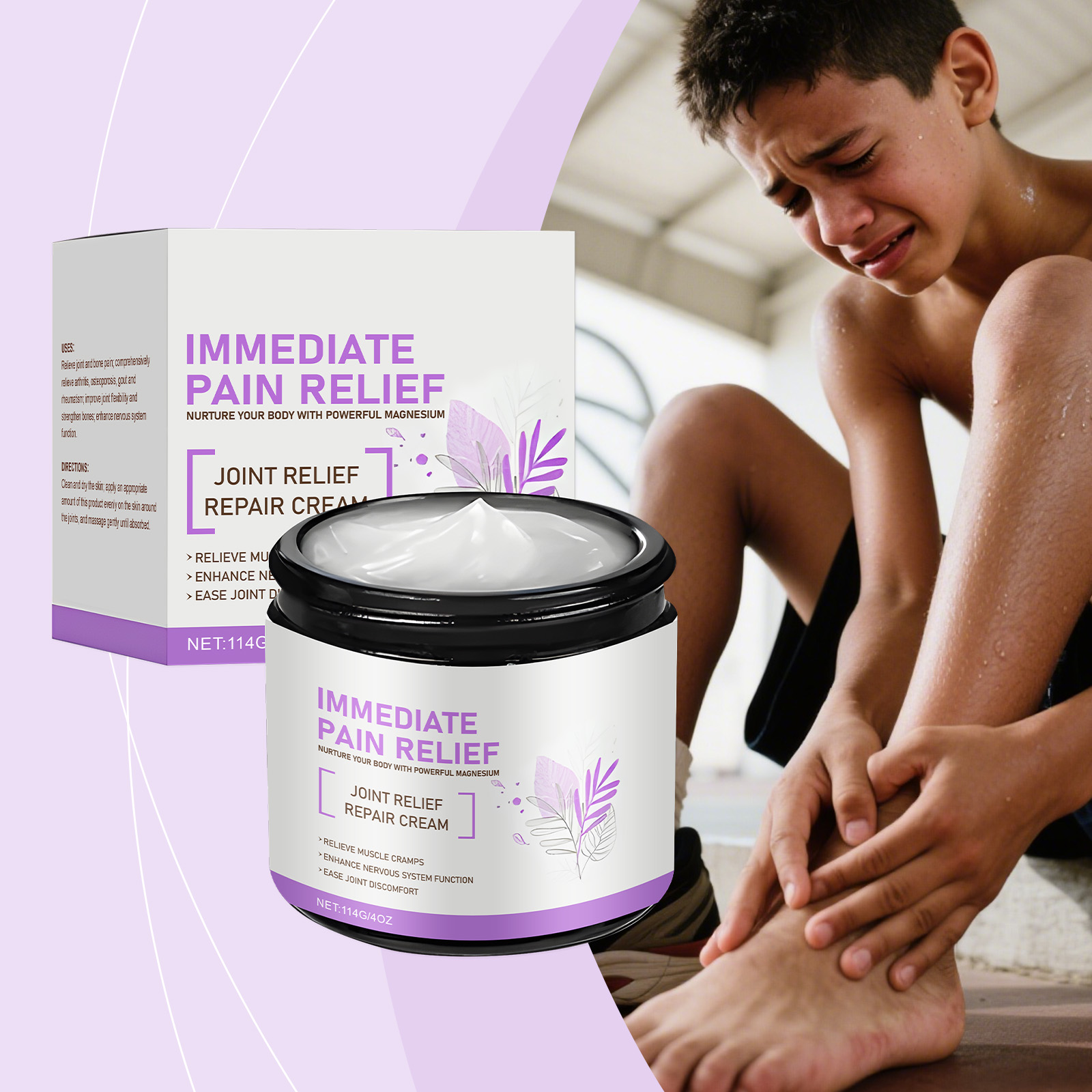 Magnesium Cream Mild Moisturizing Daily Massage Caring Comfortable Nourishing Knee Leg Joint Care