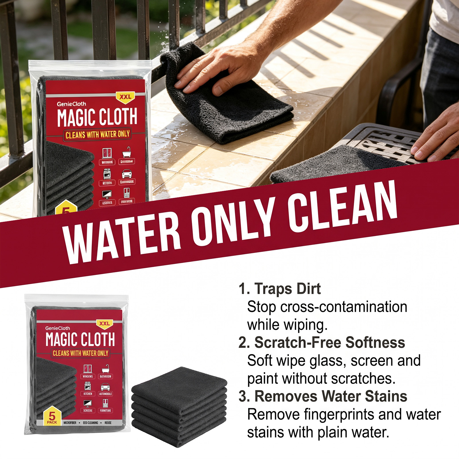 Magic Cloth Soft WaterAbsorbent Clean StreakFree LintFree Household GlassWipe Bathroom LivingRoom DustRemoval