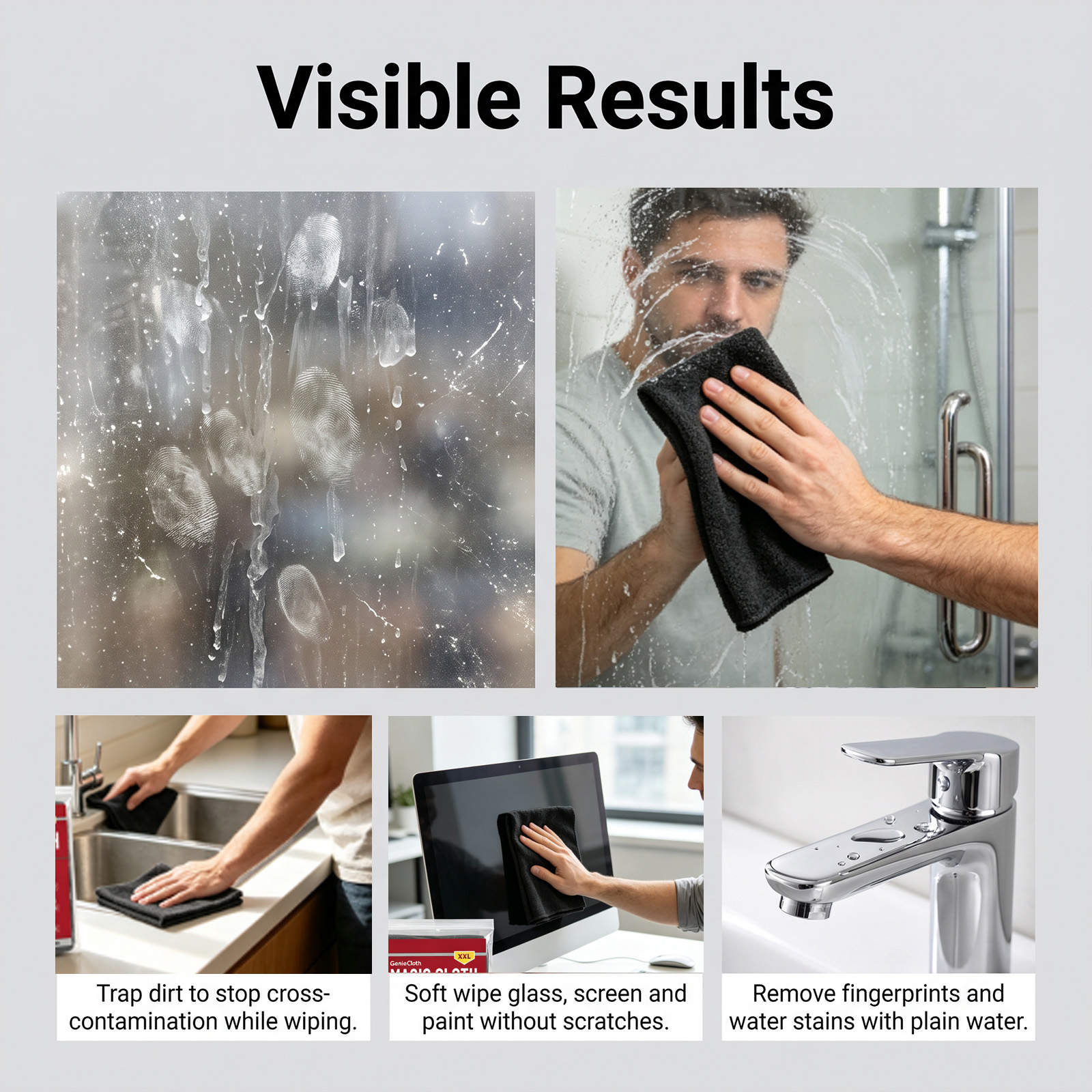 Magic Cloth Soft WaterAbsorbent Clean StreakFree LintFree Household GlassWipe Bathroom LivingRoom DustRemoval