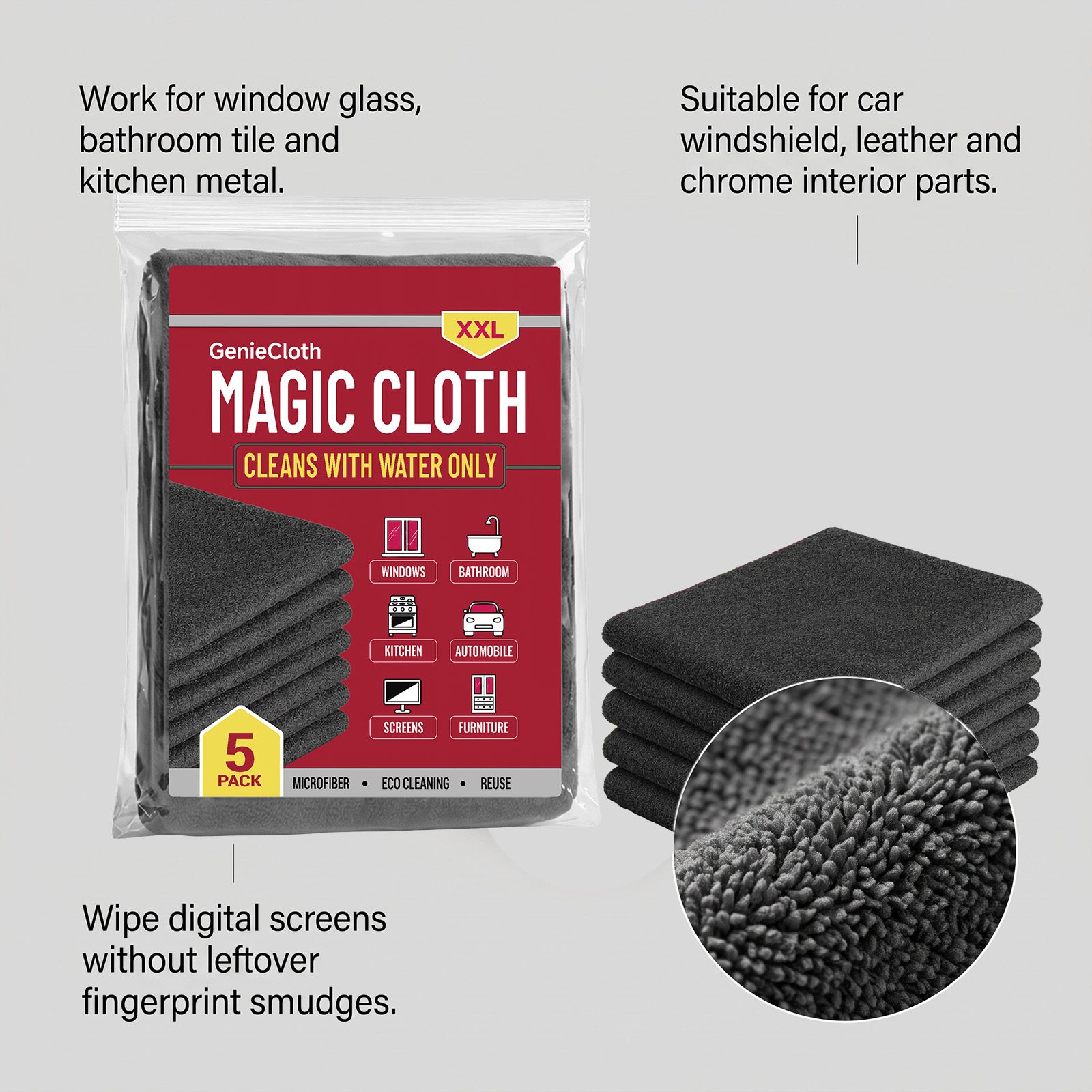 Magic Cloth Soft WaterAbsorbent Clean StreakFree LintFree Household GlassWipe Bathroom LivingRoom DustRemoval