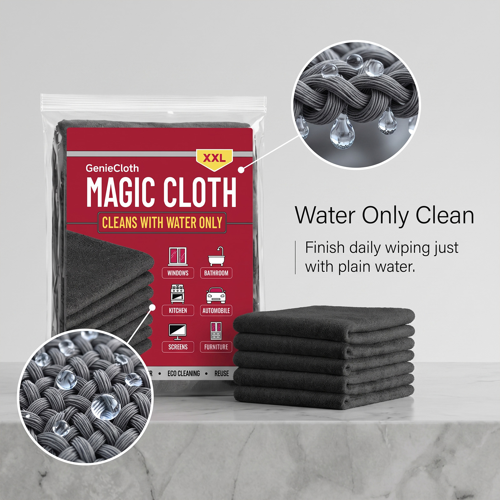 Magic Cloth Soft WaterAbsorbent Clean StreakFree LintFree Household GlassWipe Bathroom LivingRoom DustRemoval