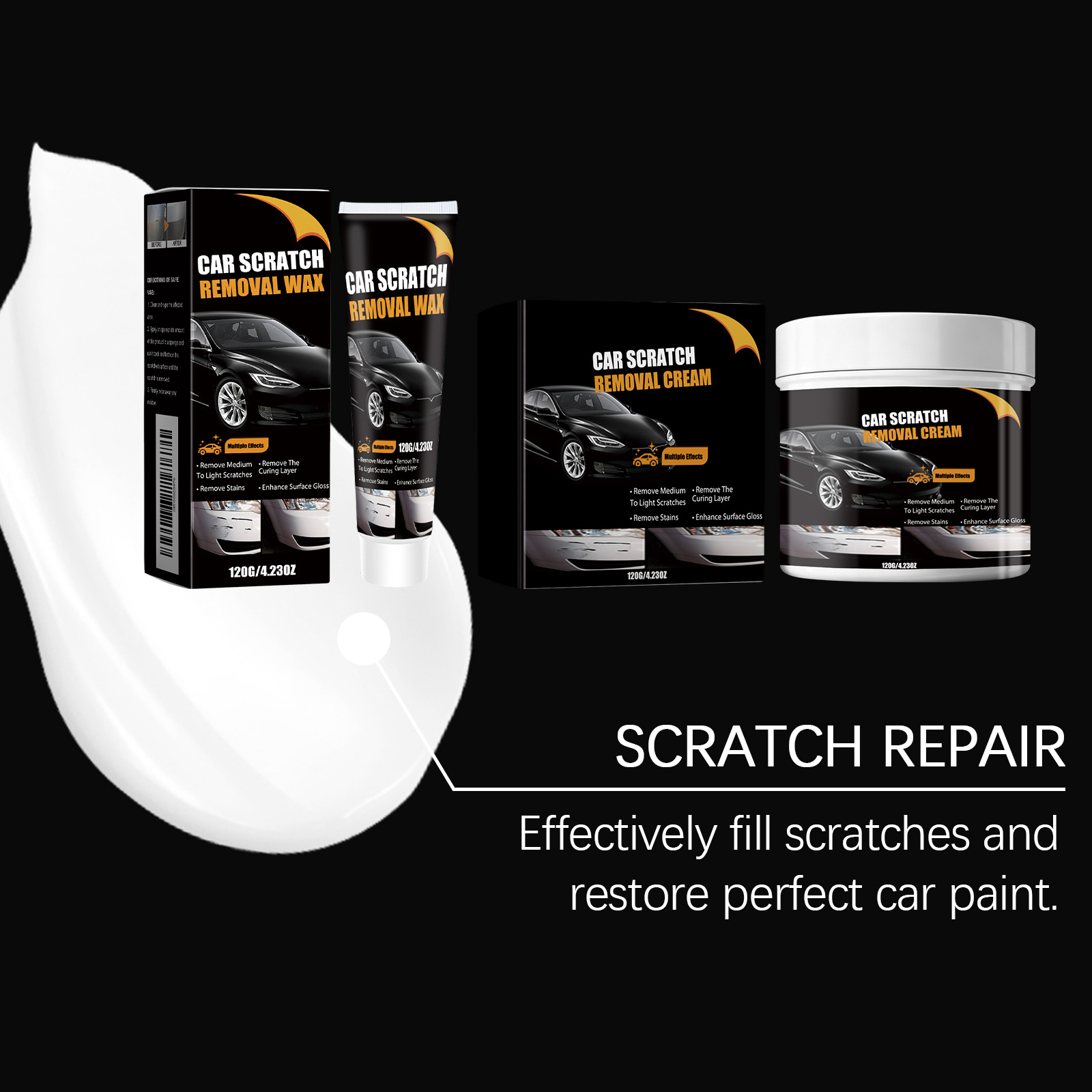 Car Scratch Paste Paint Scuff Rub Maintenance Brighten Gloss Protect Car Surface Portable Paint Repair Care