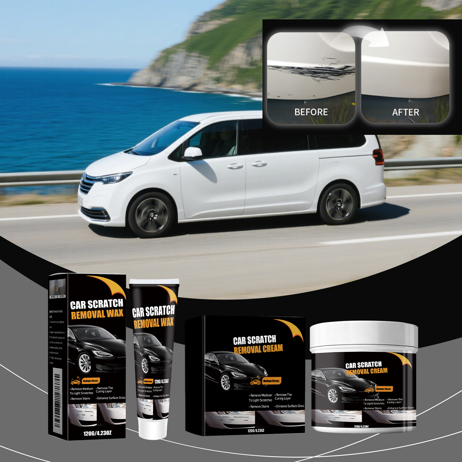 Car Scratch Paste Paint Scuff Rub Maintenance Brighten Gloss Protect Car Surface Portable Paint Repair Care