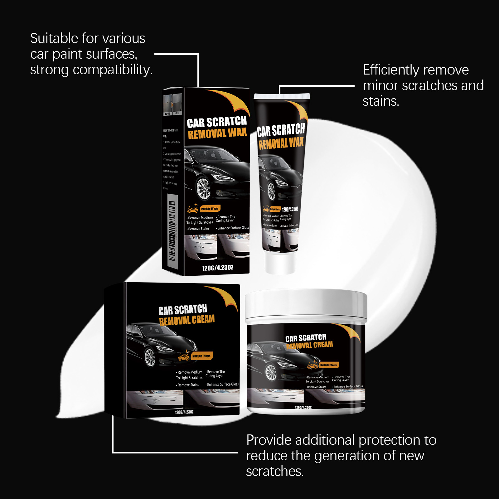 Car Scratch Paste Paint Scuff Rub Maintenance Brighten Gloss Protect Car Surface Portable Paint Repair Care