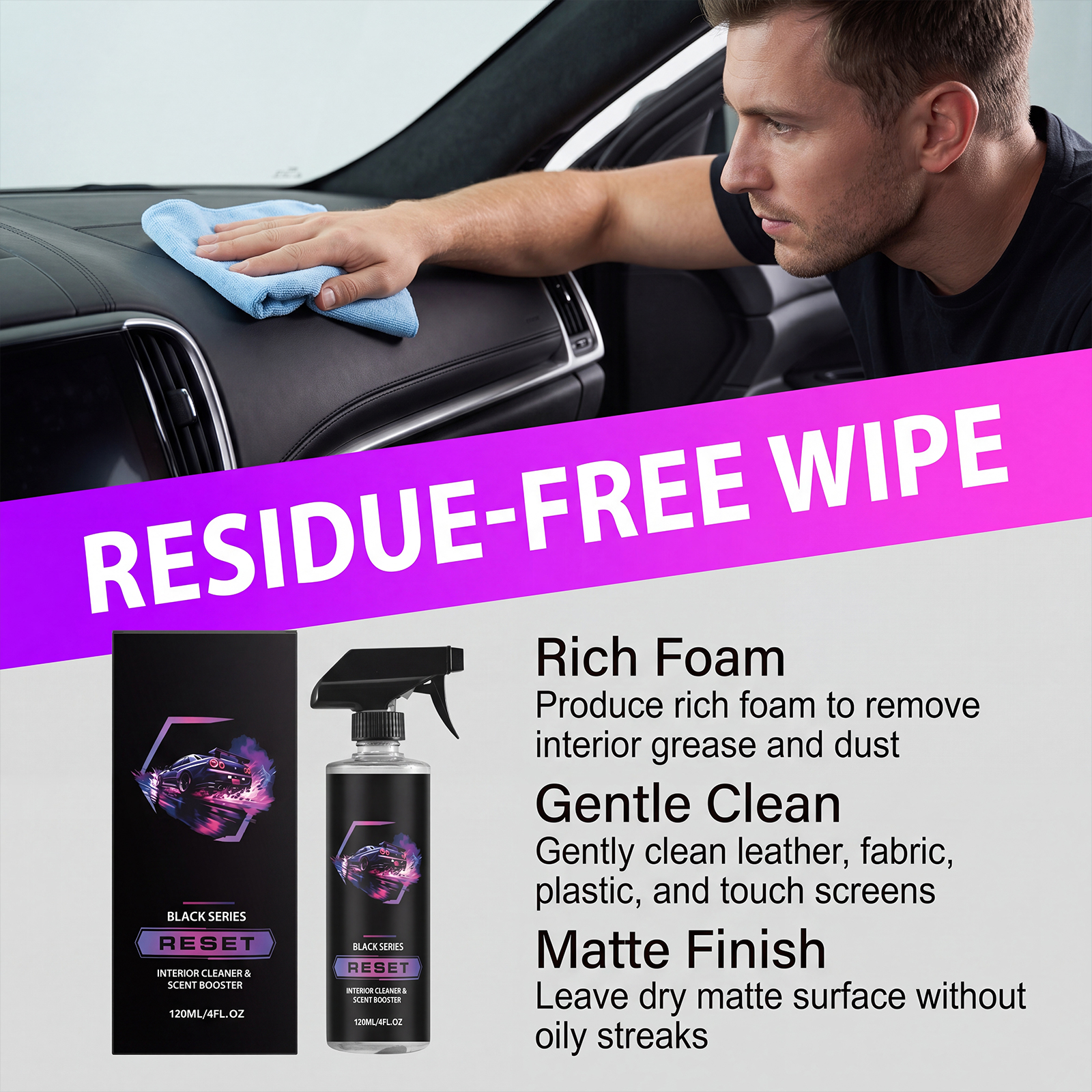 Car Interior Deep Cleaner Gentle Care For Vehicle Inner Surface All Parts