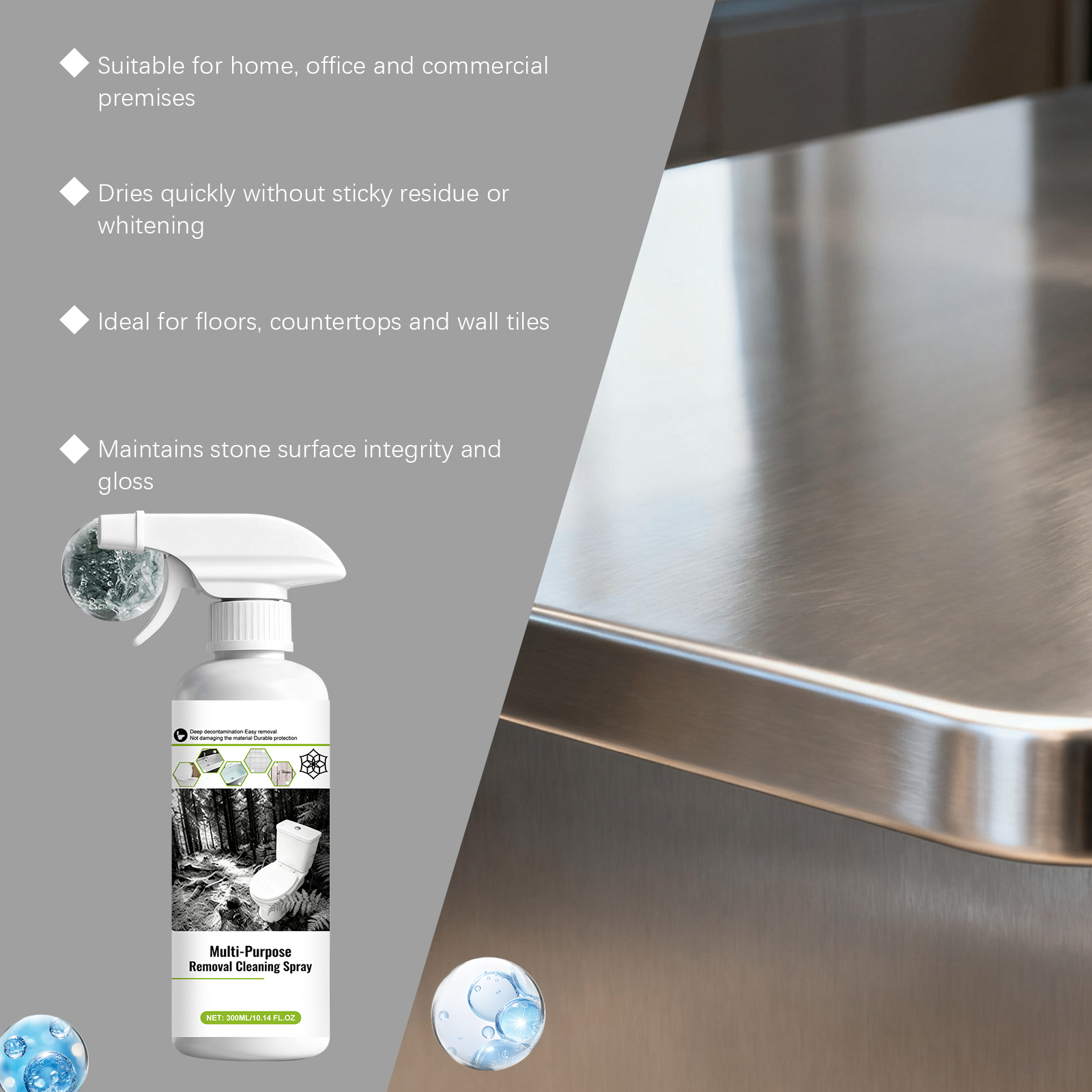 Multipurpose Cleaning Spray Daily Kitchen Water Stain Wall Grease Bathroom Household Cleaner