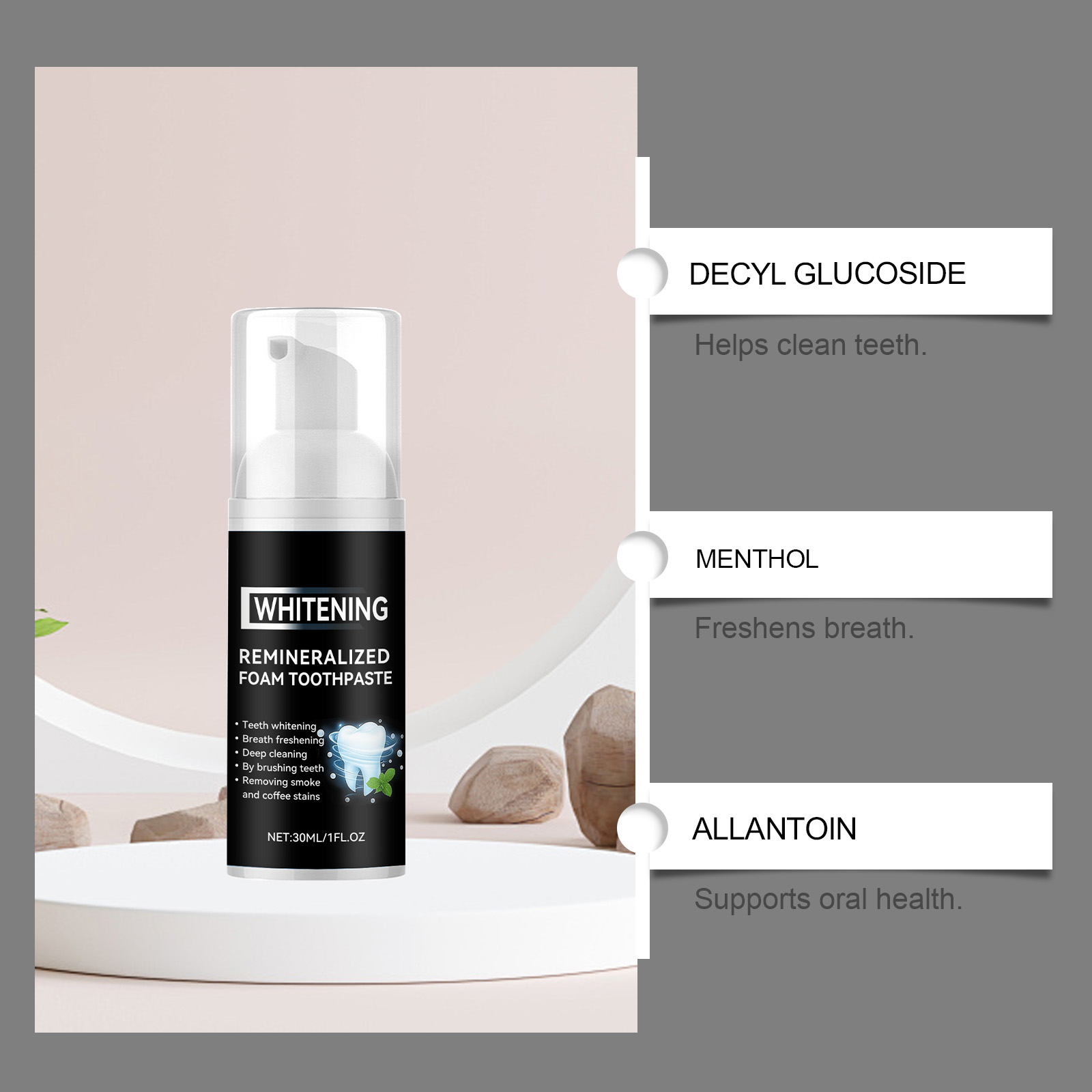 Brightening Dental Mousse Gentle Cleansing Protecting Glossy Teeth Press Type Daily Oral Care