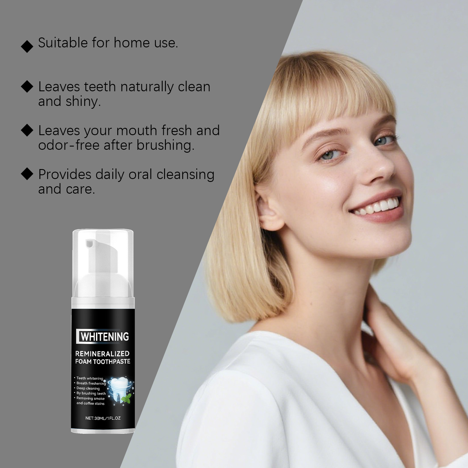 Brightening Dental Mousse Gentle Cleansing Protecting Glossy Teeth Press Type Daily Oral Care