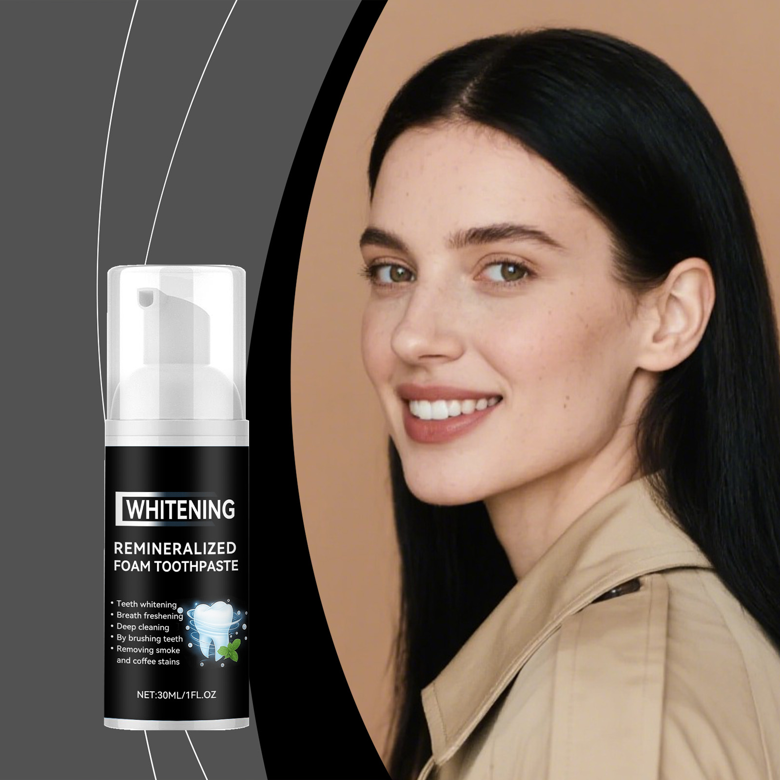 Brightening Dental Mousse Gentle Cleansing Protecting Glossy Teeth Press Type Daily Oral Care