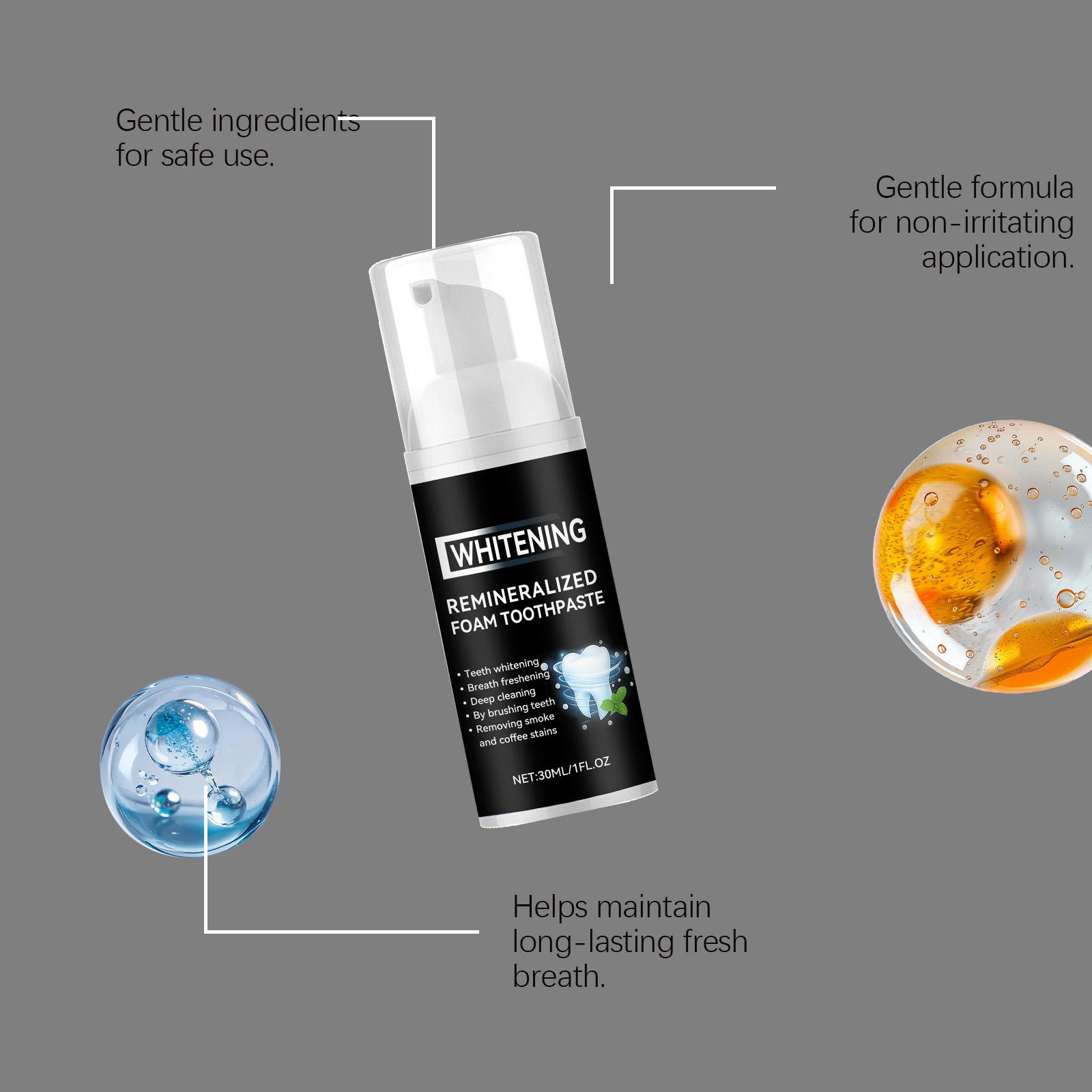 Brightening Dental Mousse Gentle Cleansing Protecting Glossy Teeth Press Type Daily Oral Care