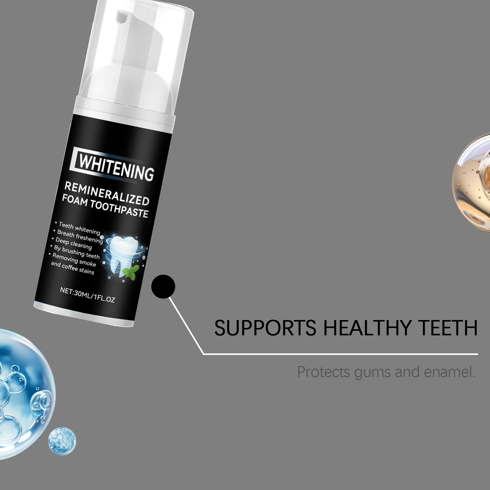 Brightening Dental Mousse Gentle Cleansing Protecting Glossy Teeth Press Type Daily Oral Care