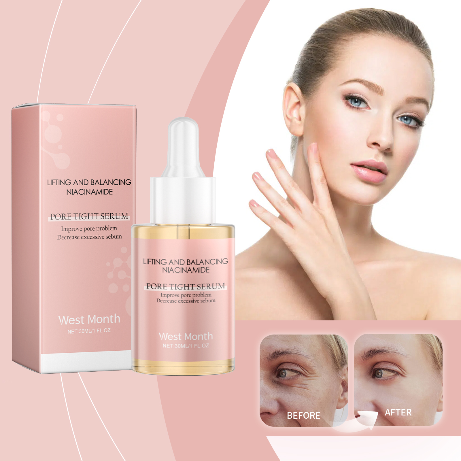 Niacinamide Pore Tightening Serum Hydrating Moisturizing Oil Control Remove Closed Comedones Soothe Skin