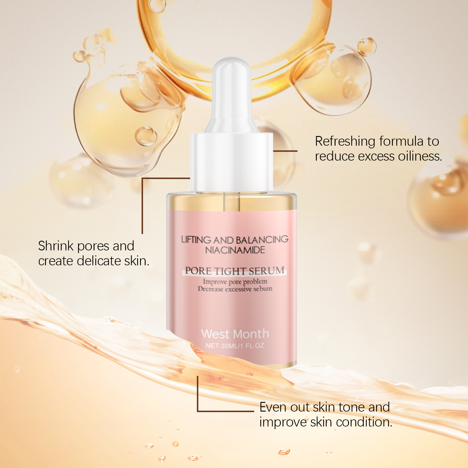 Niacinamide Pore Tightening Serum Hydrating Moisturizing Oil Control Remove Closed Comedones Soothe Skin