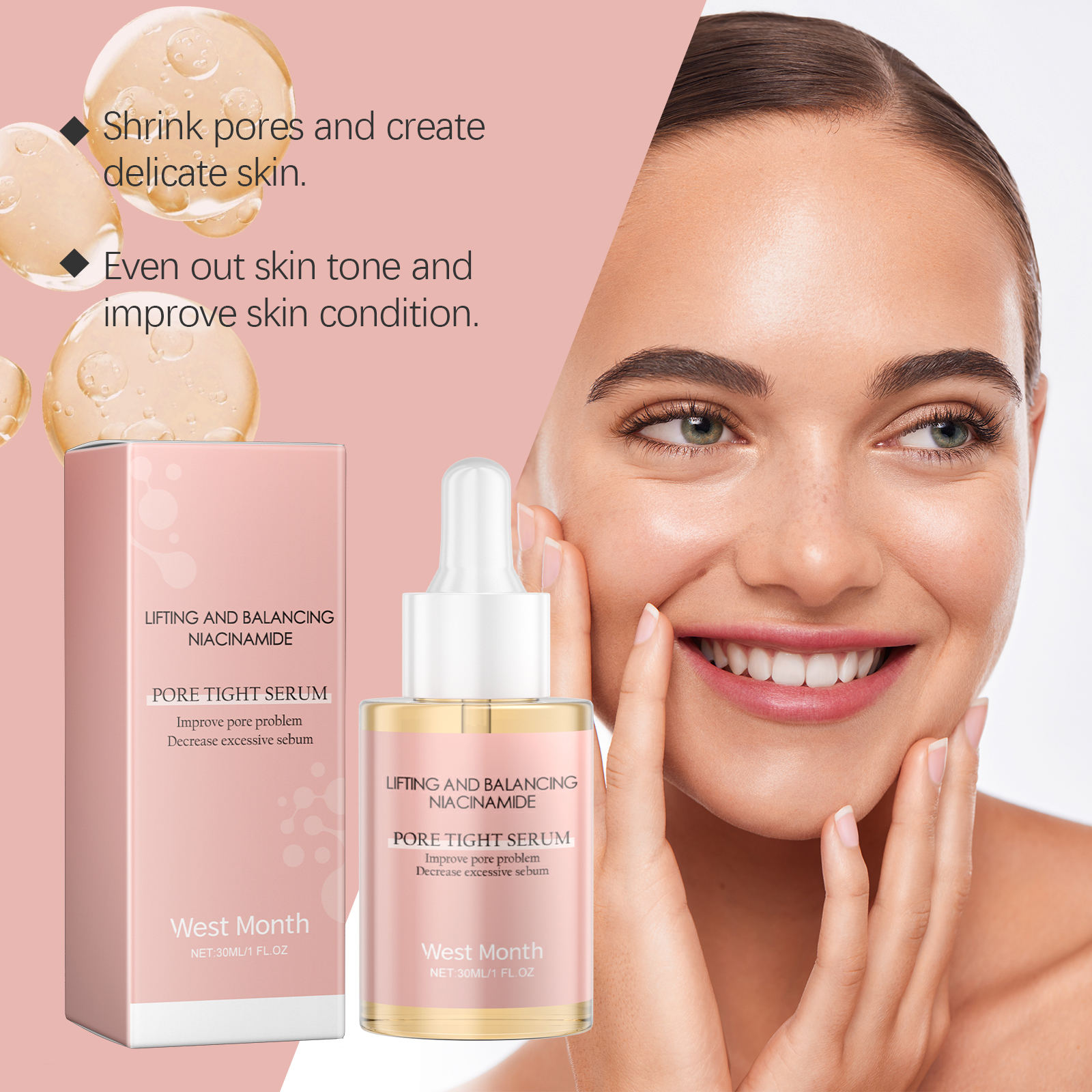 Niacinamide Pore Tightening Serum Hydrating Moisturizing Oil Control Remove Closed Comedones Soothe Skin