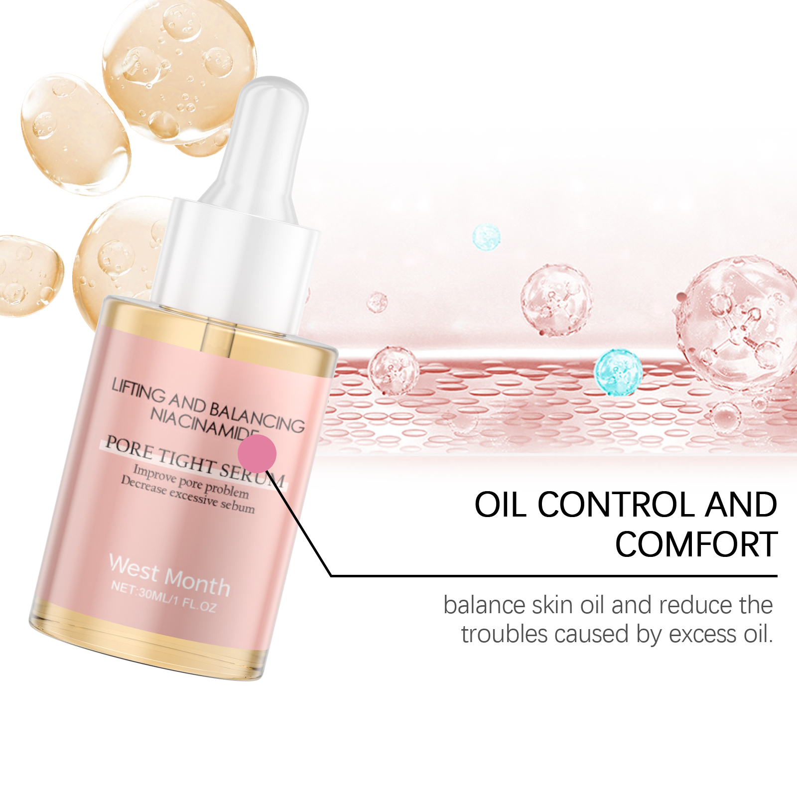 Niacinamide Pore Tightening Serum Hydrating Moisturizing Oil Control Remove Closed Comedones Soothe Skin