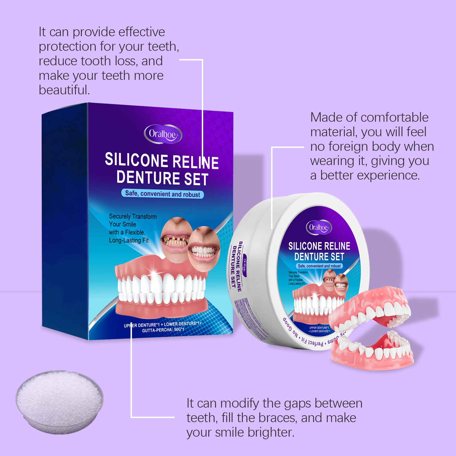 Denture Modifying Braces Teeth Beautification Smile Enhancement Comfort Care Set For Teeth Wear Protection Accessory