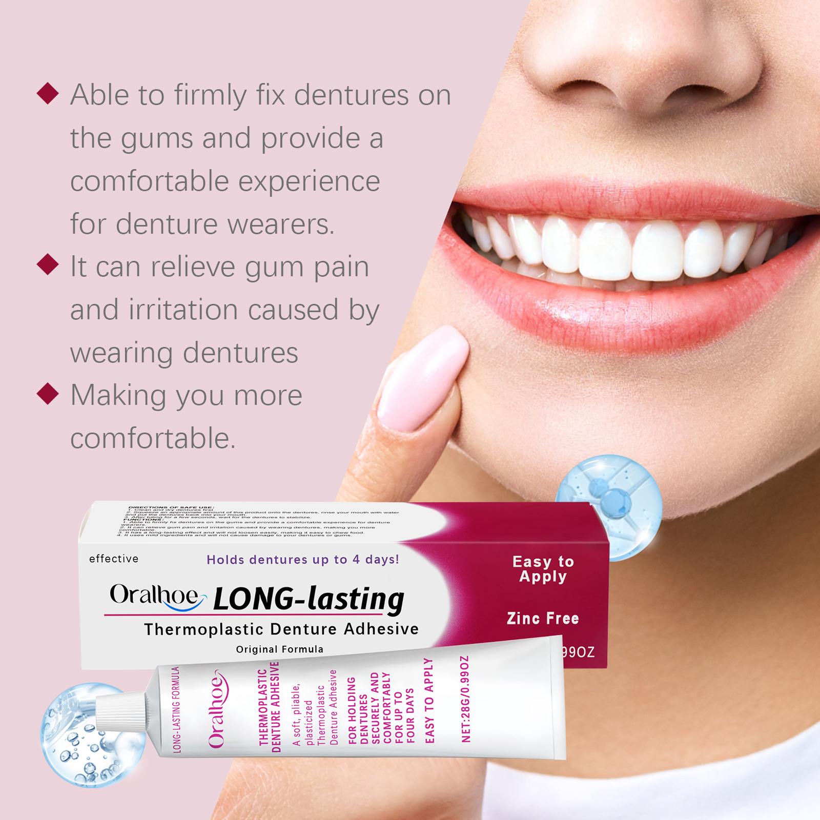 Denture Adhesive Cream Long Lasting Secure Hold For Comfortable Wear Daily Oral Care