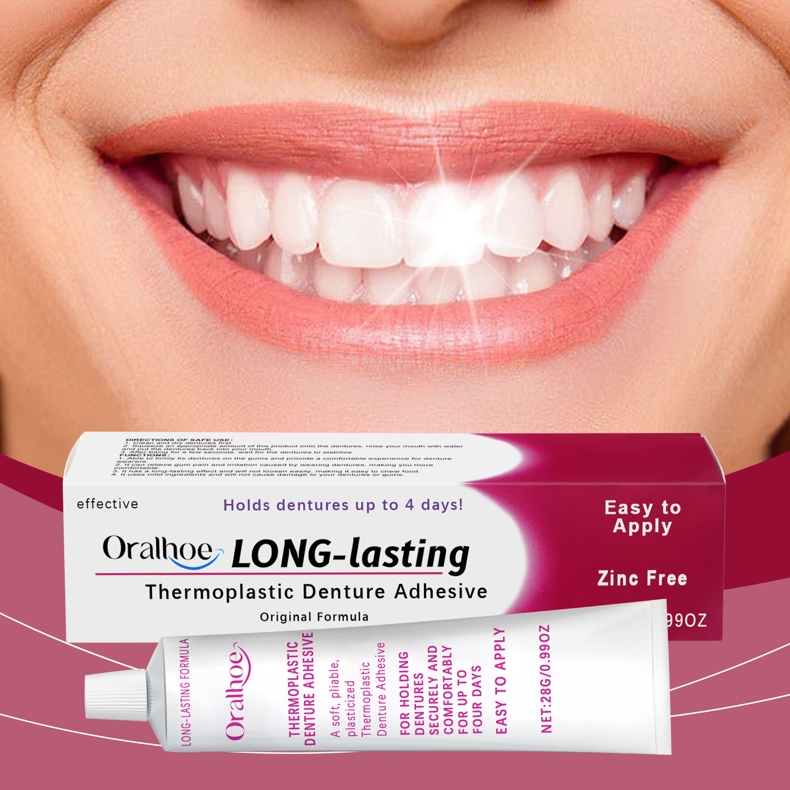 Denture Adhesive Cream Long Lasting Secure Hold For Comfortable Wear Daily Oral Care