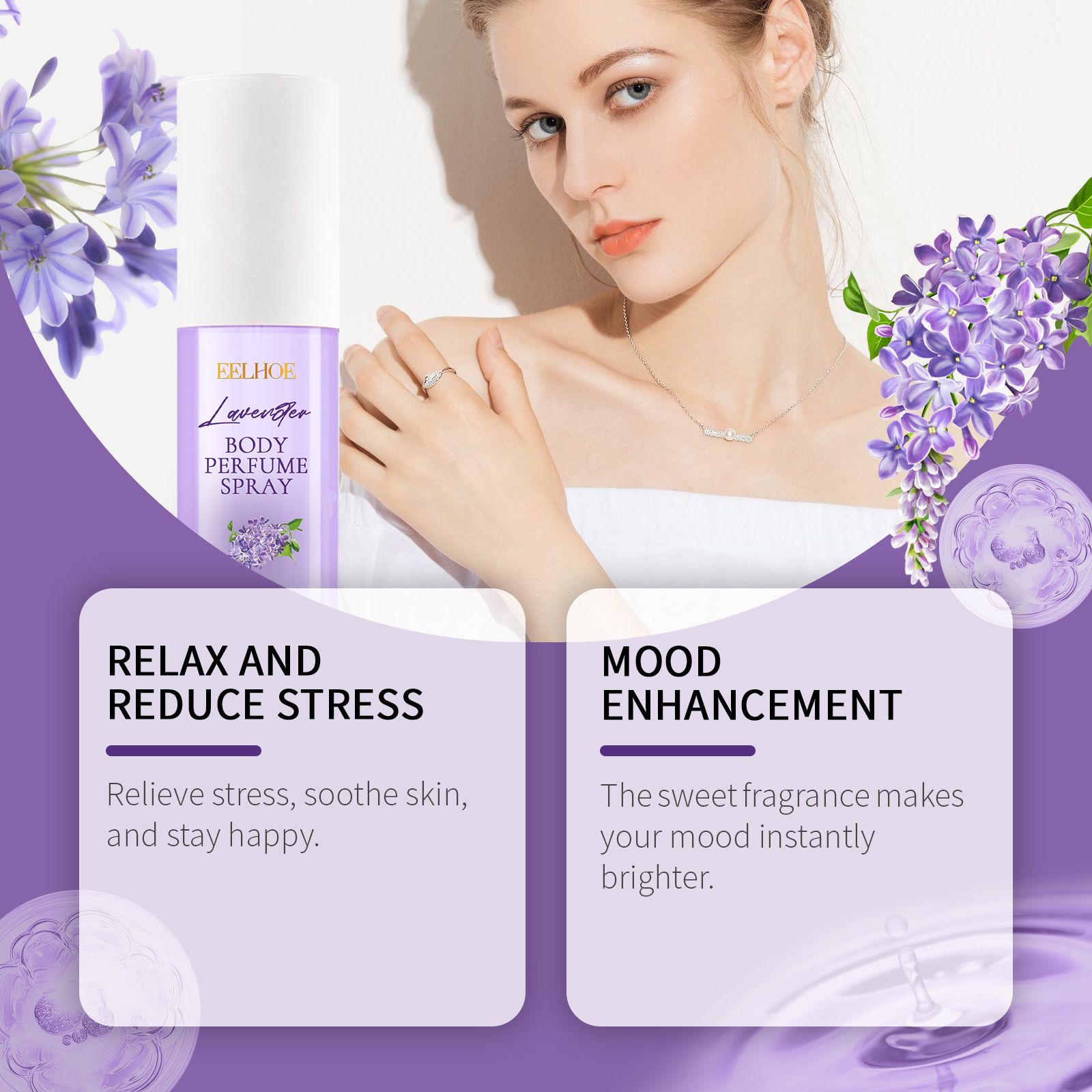 Lavender Body Perfume Spray Long Lasting Fresh Floral Scent For Daily Wear
