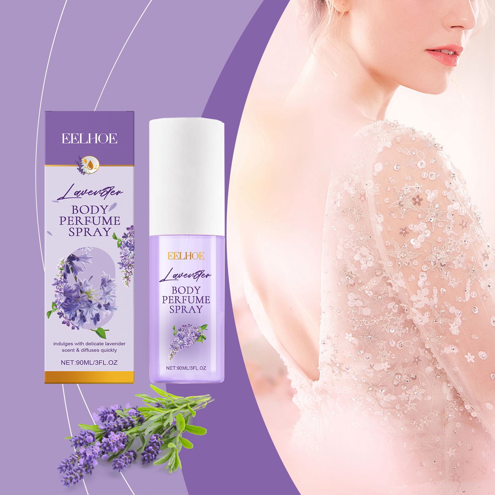 Lavender Body Perfume Spray Long Lasting Fresh Floral Scent For Daily Wear