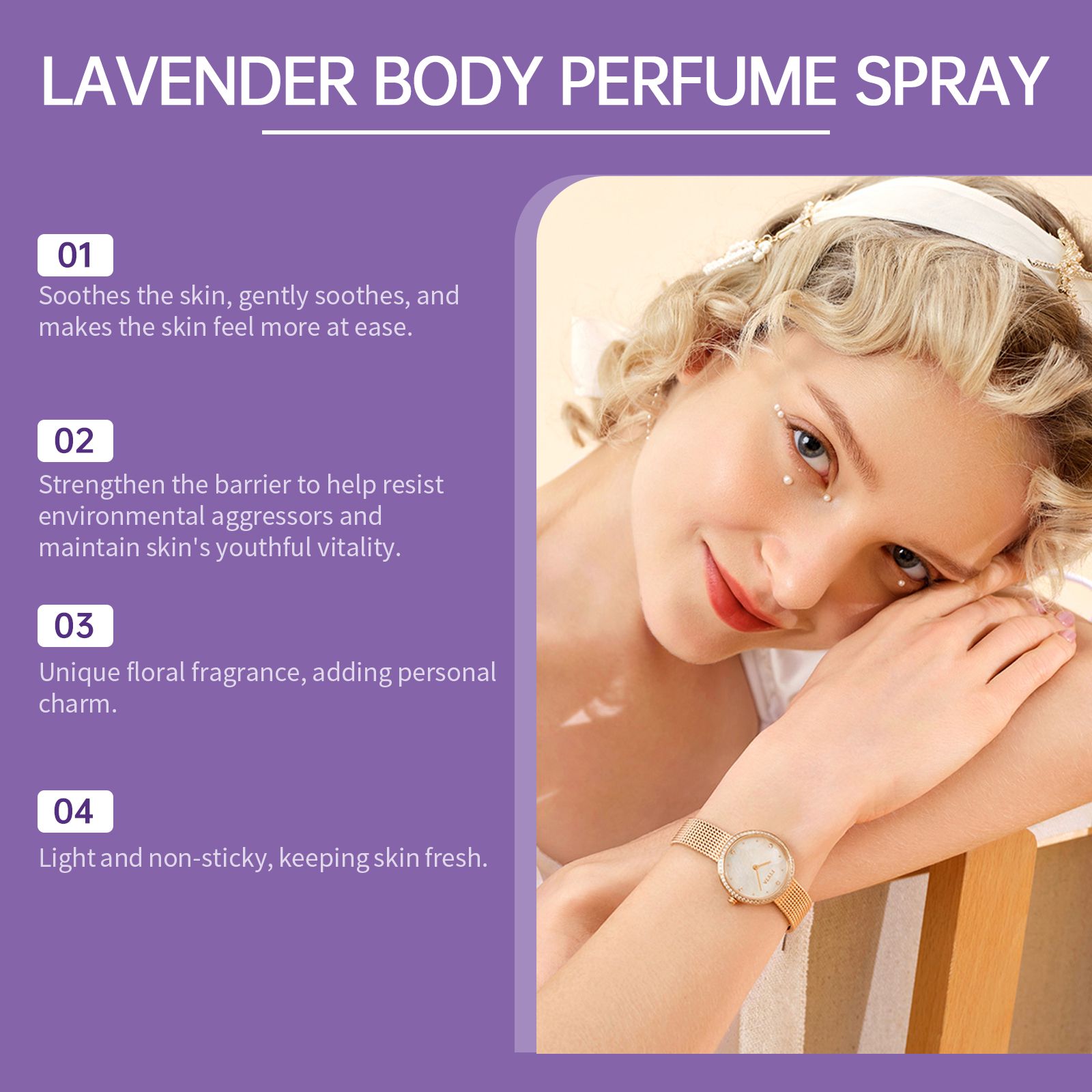 Lavender Body Perfume Spray Long Lasting Fresh Floral Scent For Daily Wear