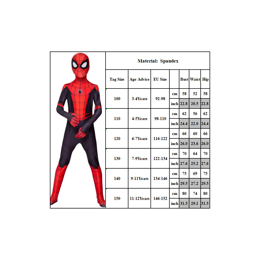(Spiderman - Kids, 4-5 Years) Kid Boy Spider-Man Far From Home Spiderman Zentai Cosplay