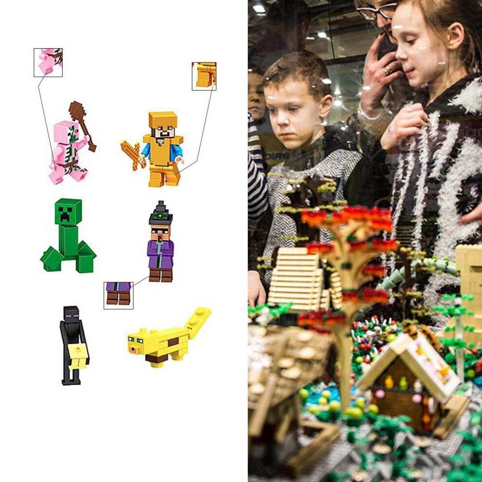 Minecraft Figures 29Pcs My World Series Minifigures Blocks Set Compatible Lego Collection Birthday Cake Decoration Children Interaction Game Accessory Christmas Birthday Gift for Boys Girls