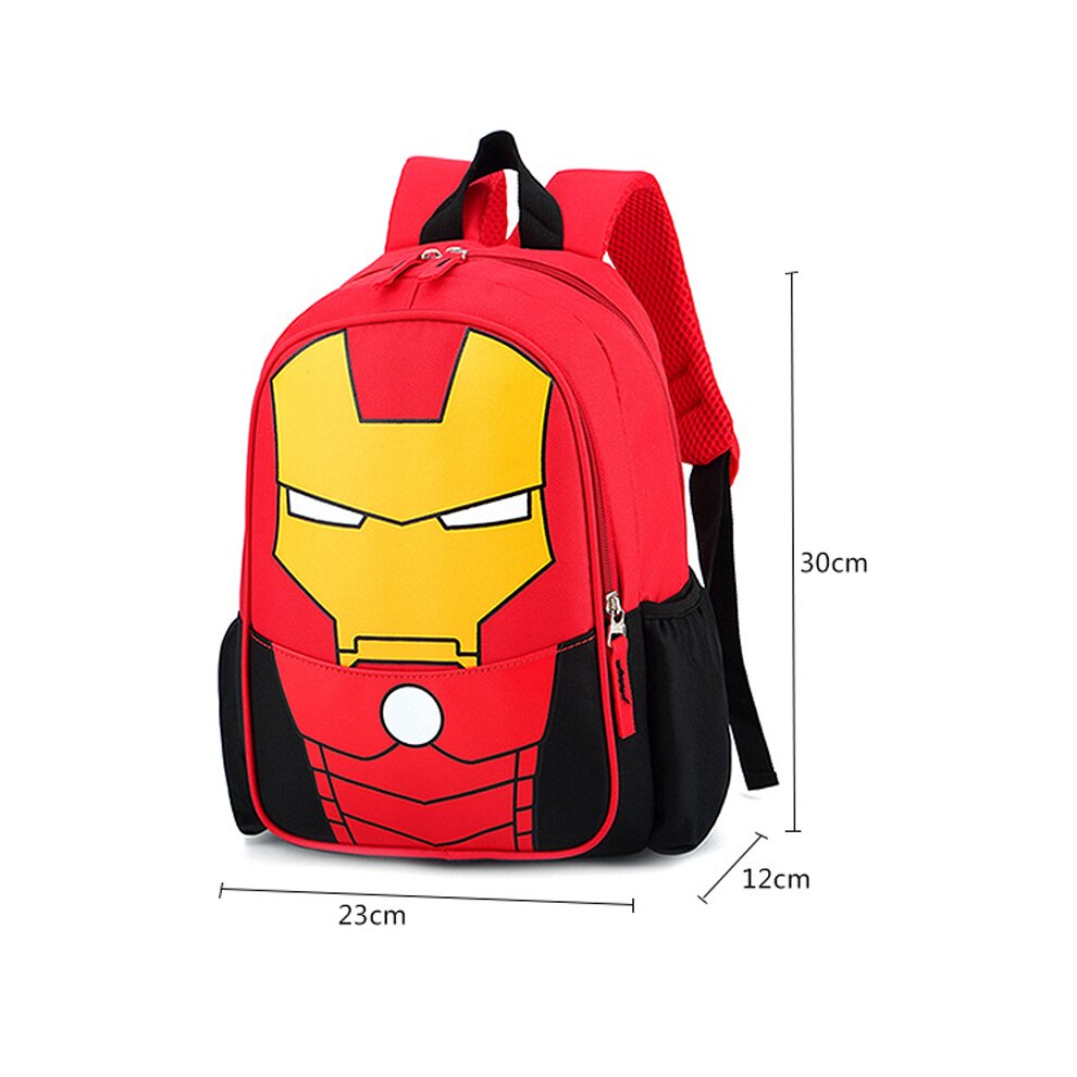 Kids Superhero Backpack Spiderman Superman School Book Bag Rucksack Back to School Rucksack Student Kindergarten Birthday Gift Iron Man Red