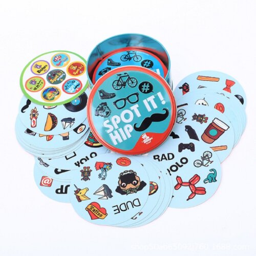 (Hip) Spot it Card Game Dobble Family Friend Party Game Fun 5 Games In 1 Kids