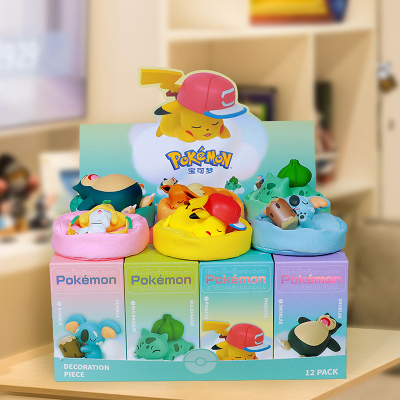(Pikachu) Pokémon Figures Sleepping Mini Action Figure with Box Anime Toys Ornament Decoration Collection Dolls Gifts for Pokémon Fans