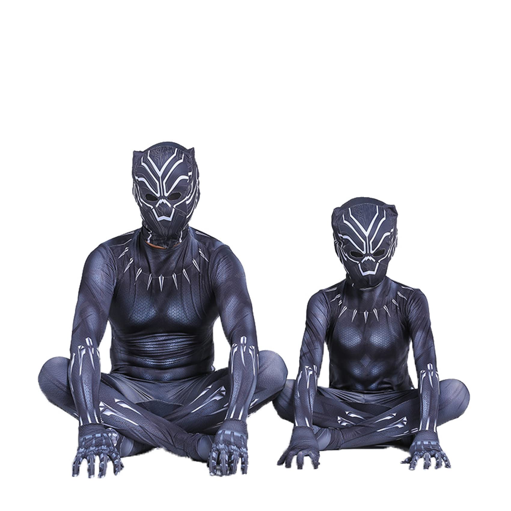 (7~8 Years) Black Panther Jumpsuit Kids Cosplay Costume Superheros Bodysuit Fancy Dress Outfits Anime Movie Roleplay Onesies for World Book Day
